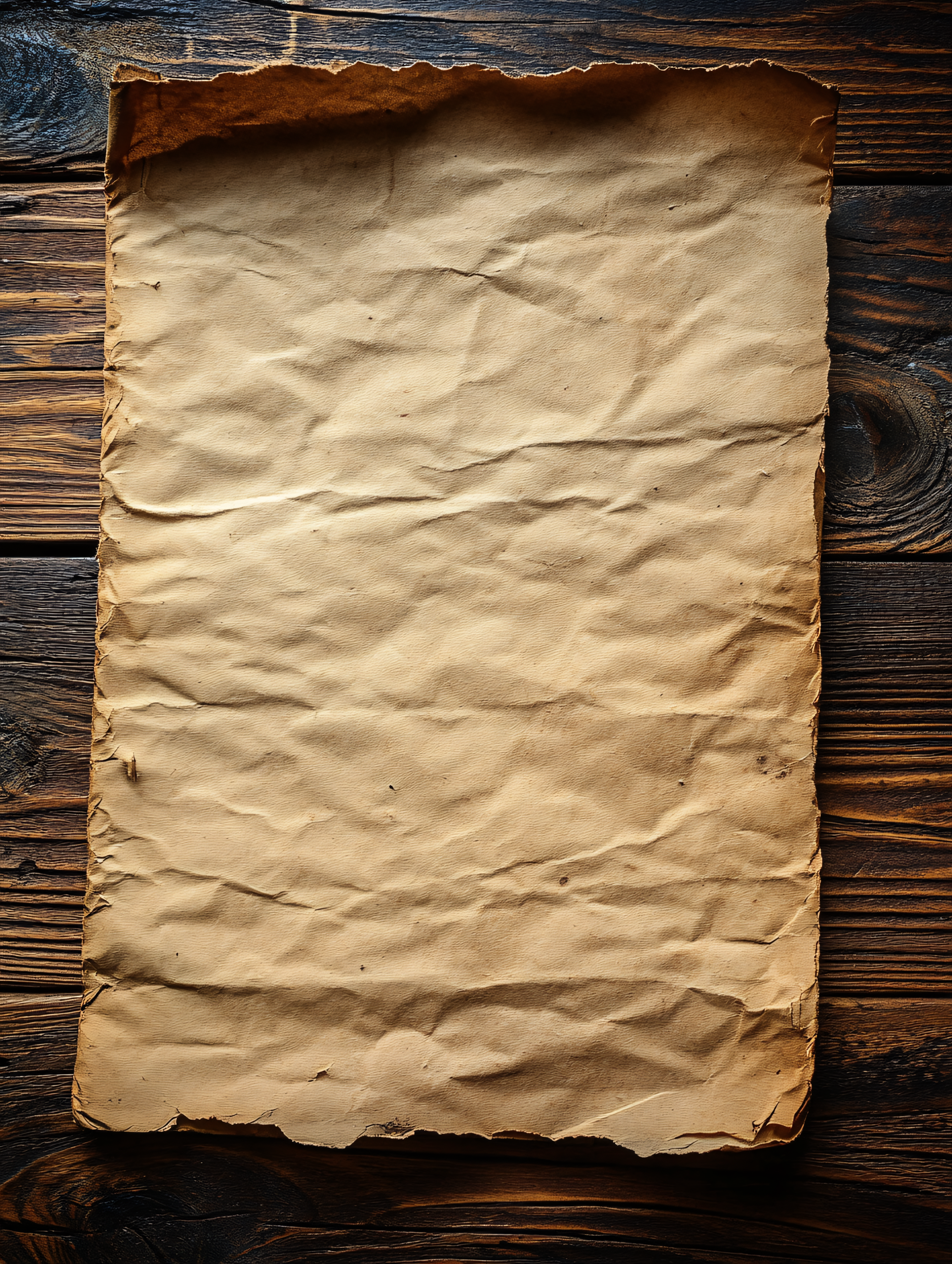 Blank Old Paper on Wooden Table