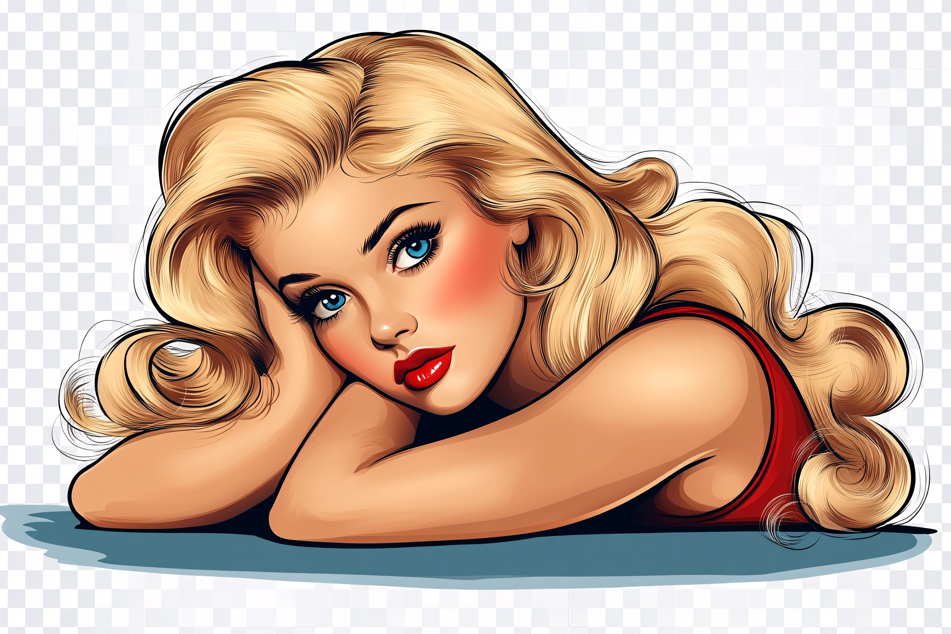 Blonde Woman Pin Up Illustration