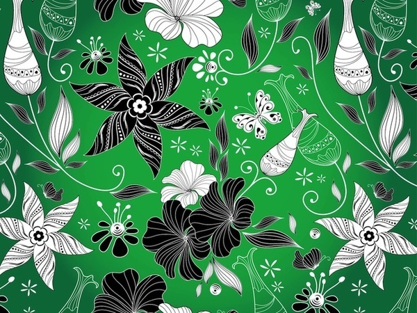 Blooming Flowers Pattern Free Vector