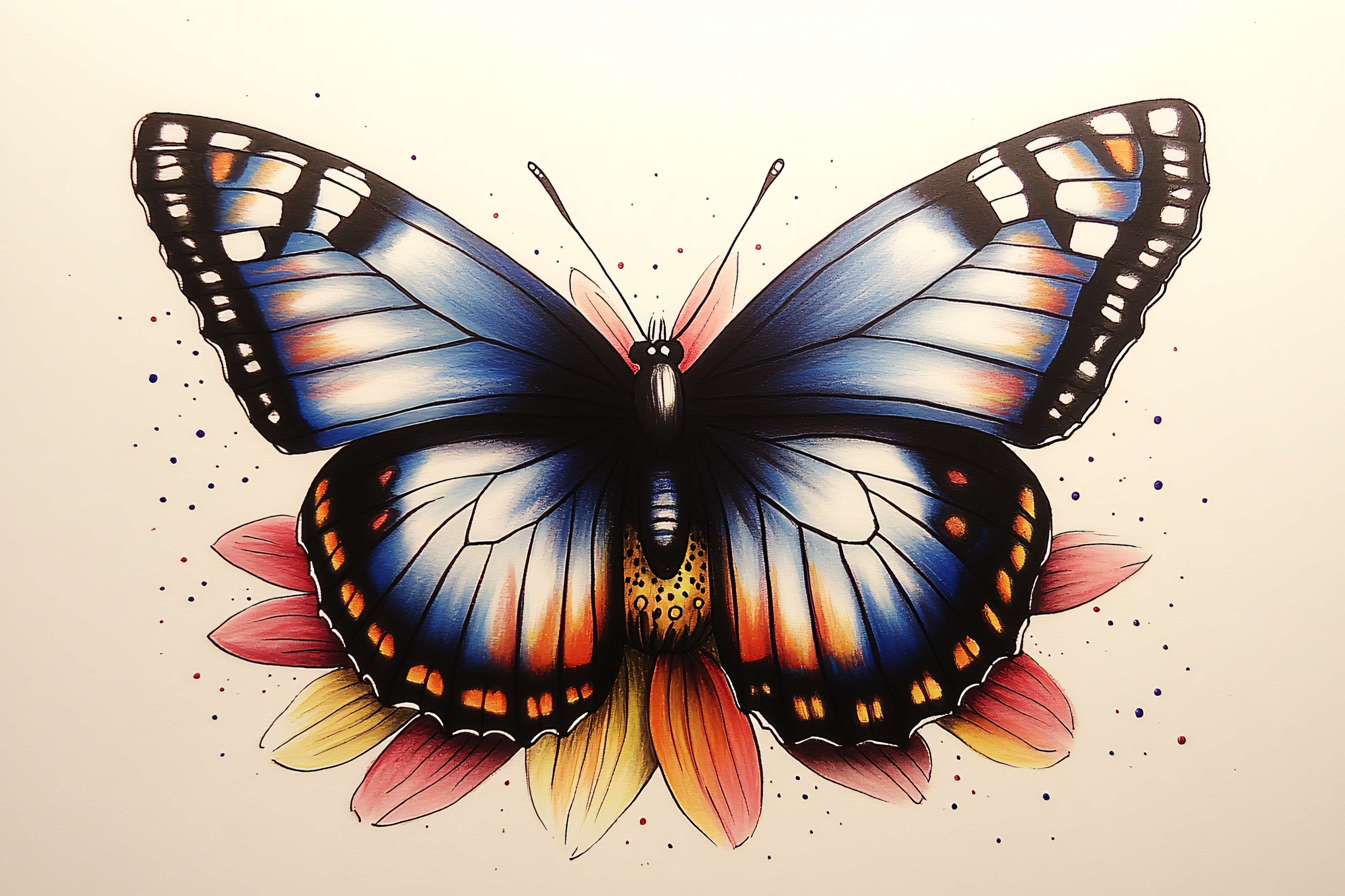 Blue Butterfly on Flower