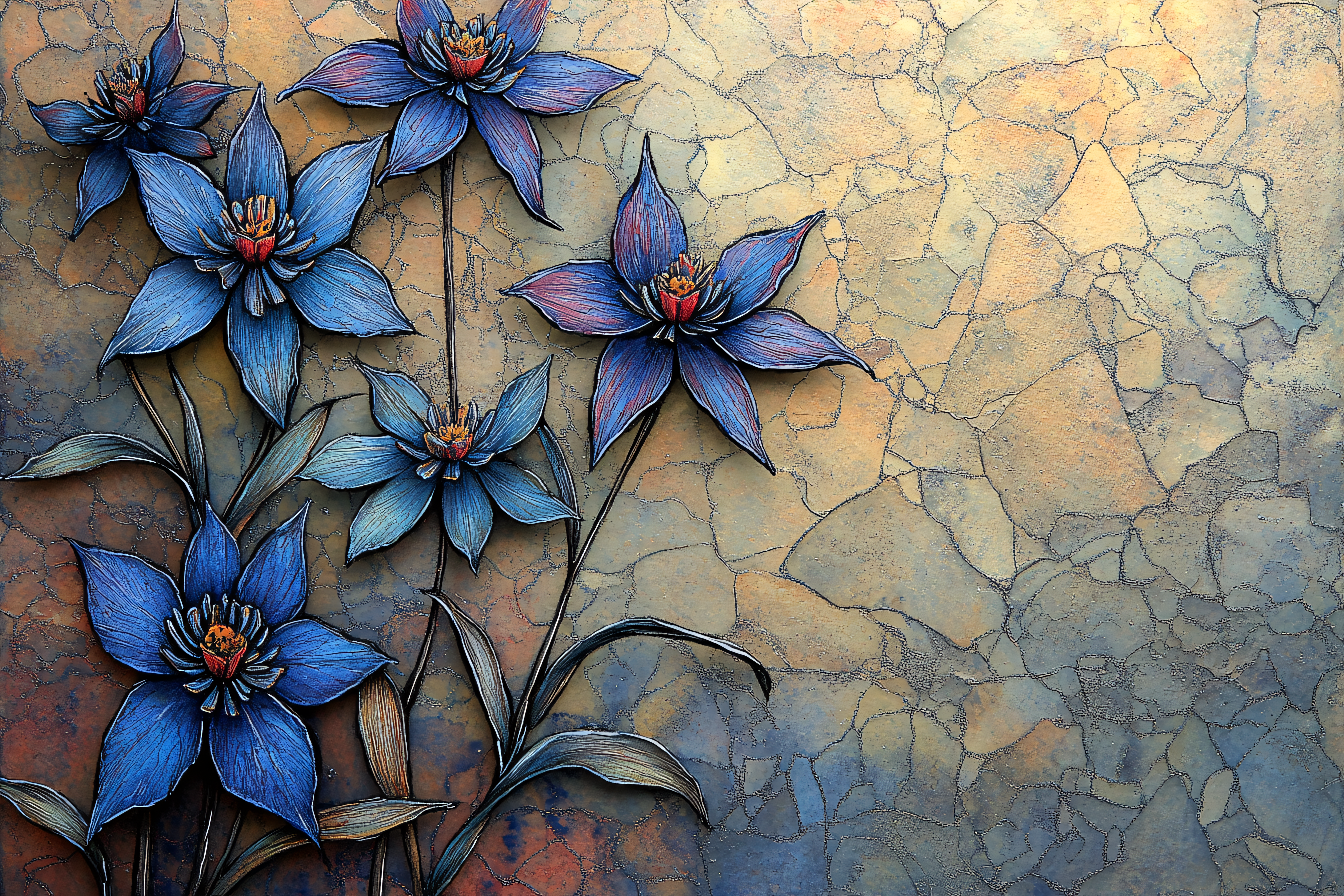 Blue Clematis Floral Art