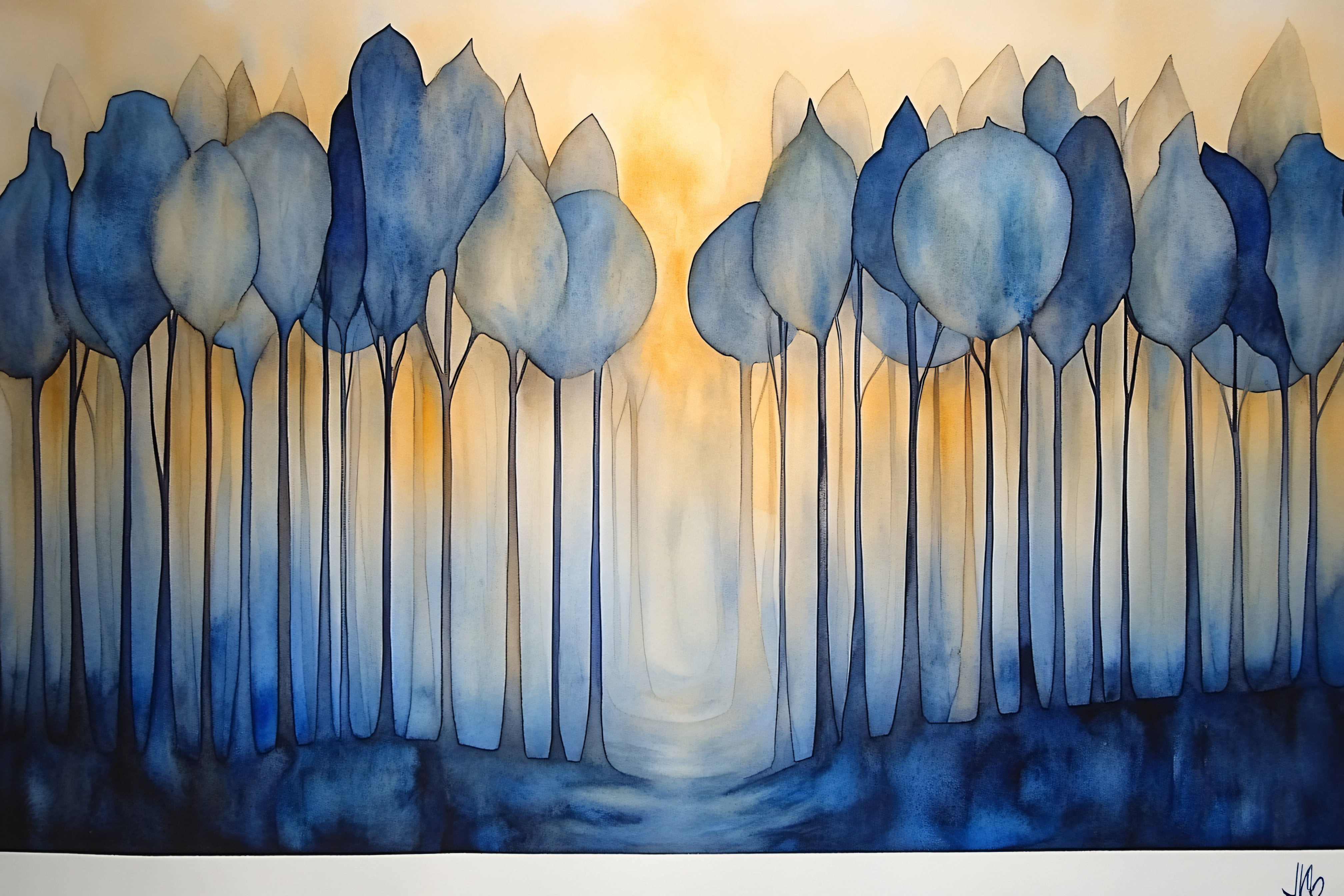 Blue Forest Watercolor