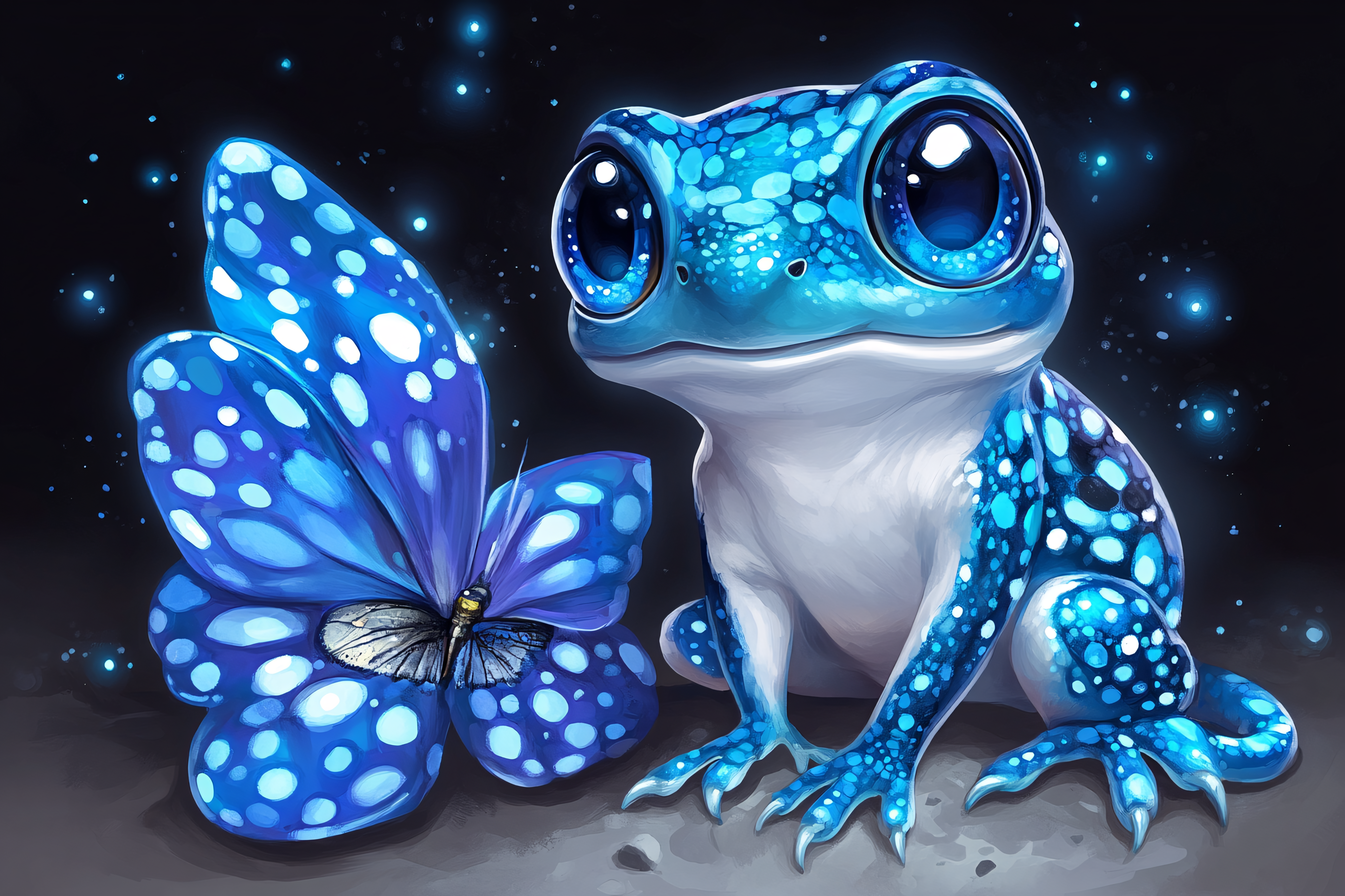 Blue Frog and Butterfly