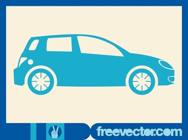 Blue Hatchback Car Free Vector
