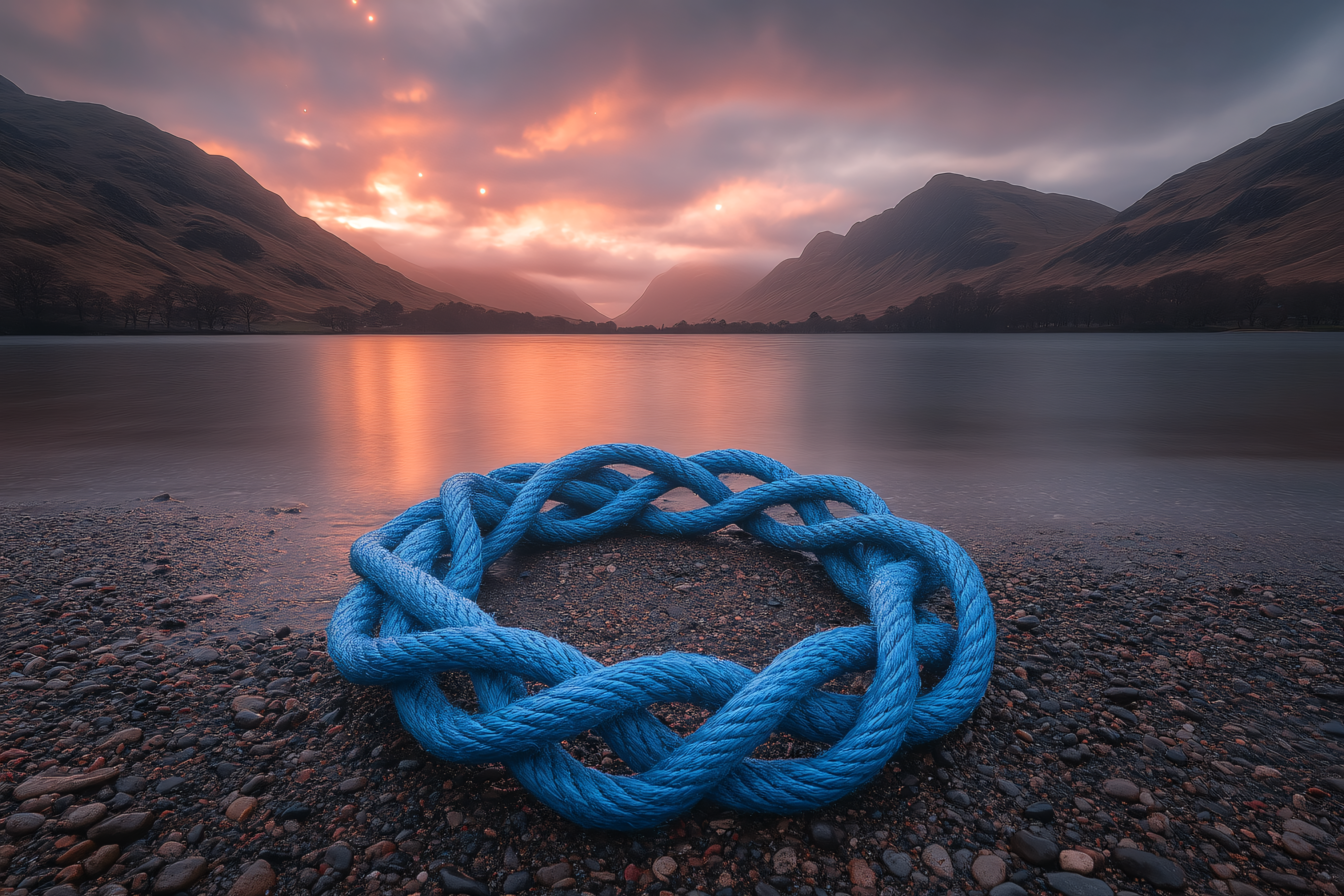 Blue Knot on Lakeside at Sunset