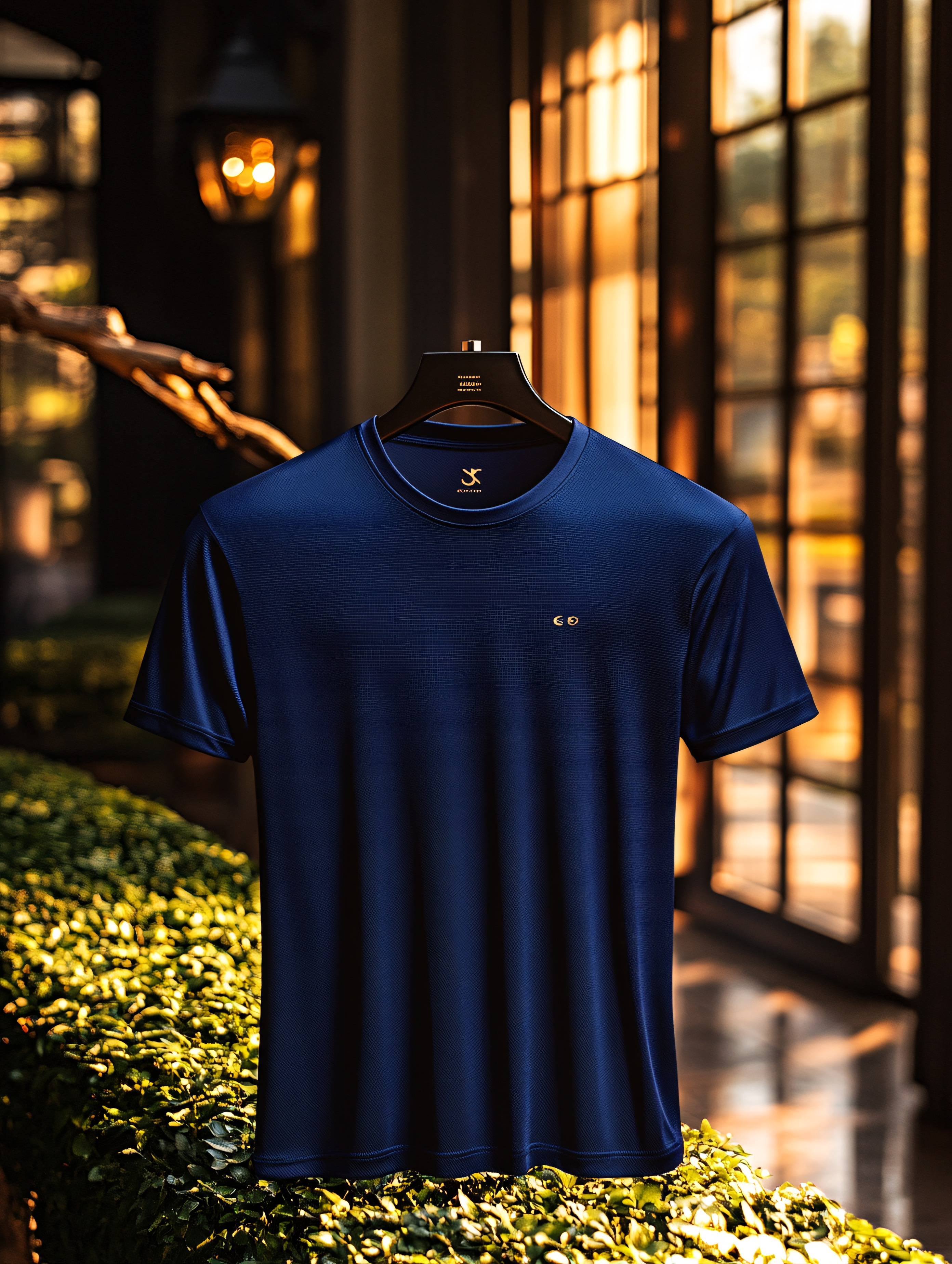 Blue T-Shirt Displayed Outdoors