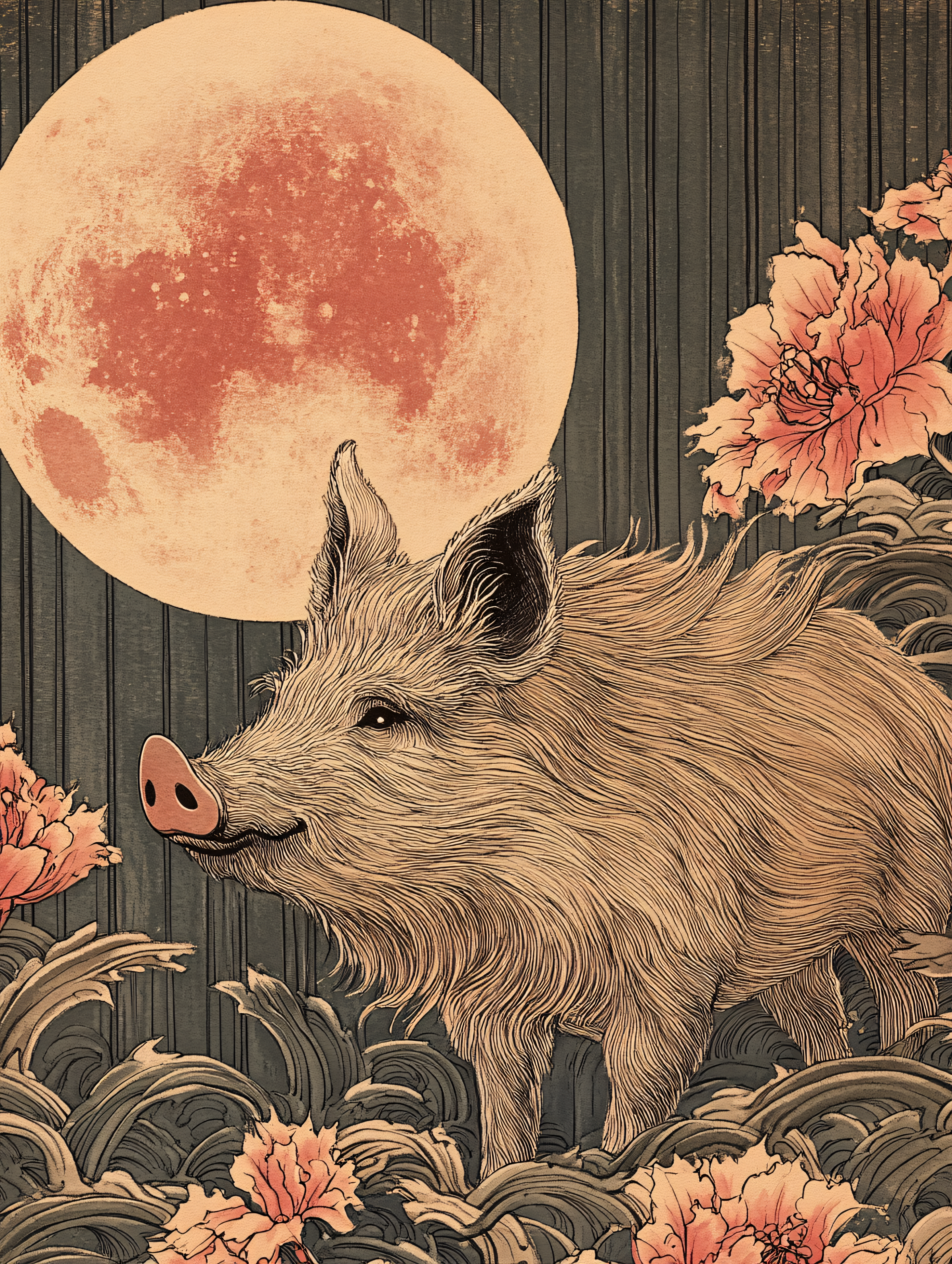 Boar Under Moonlight