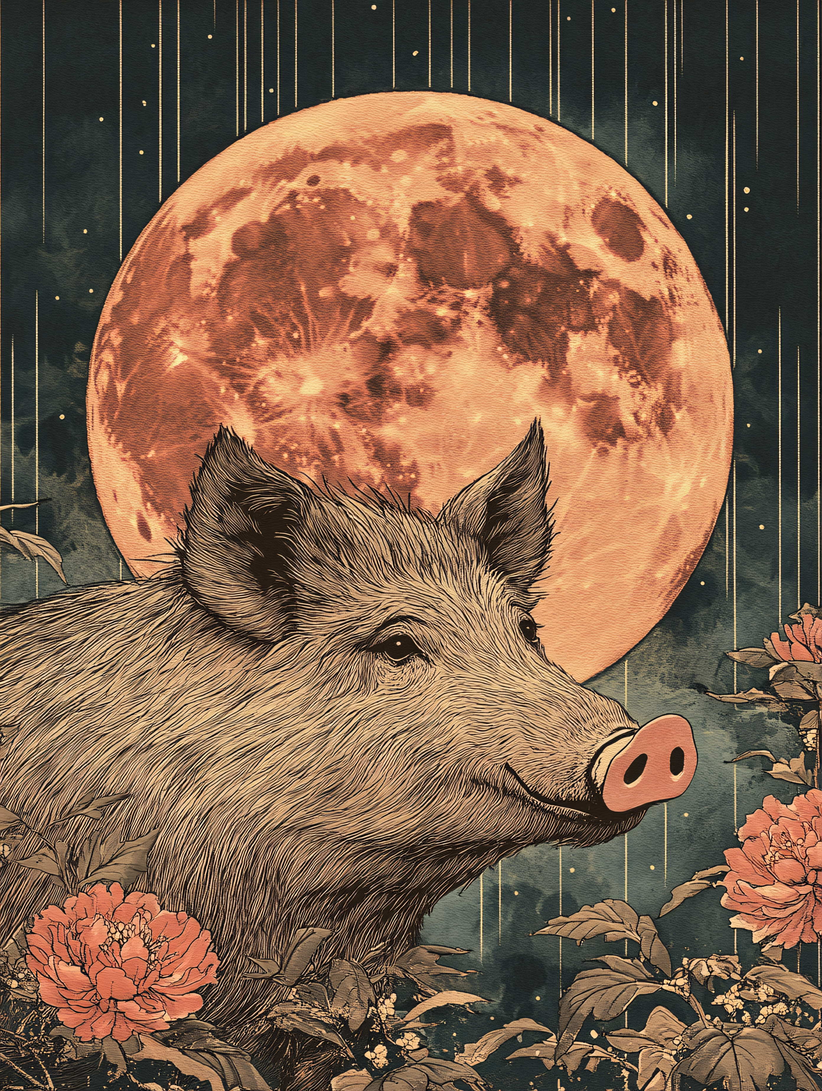 Boar Under Moonlight