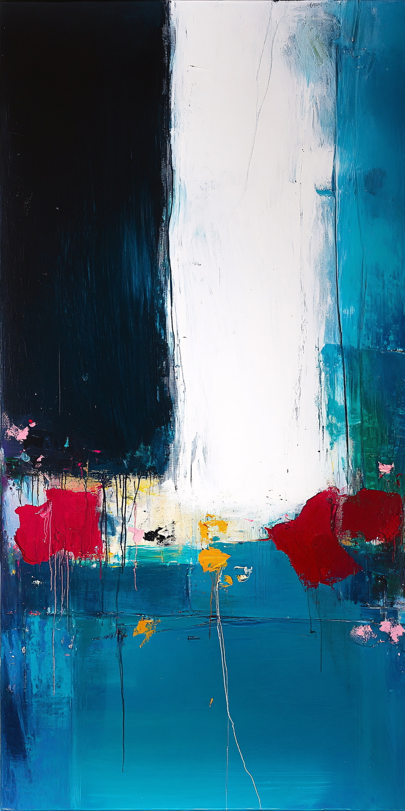 Bold Abstract Composition with Blue and Red