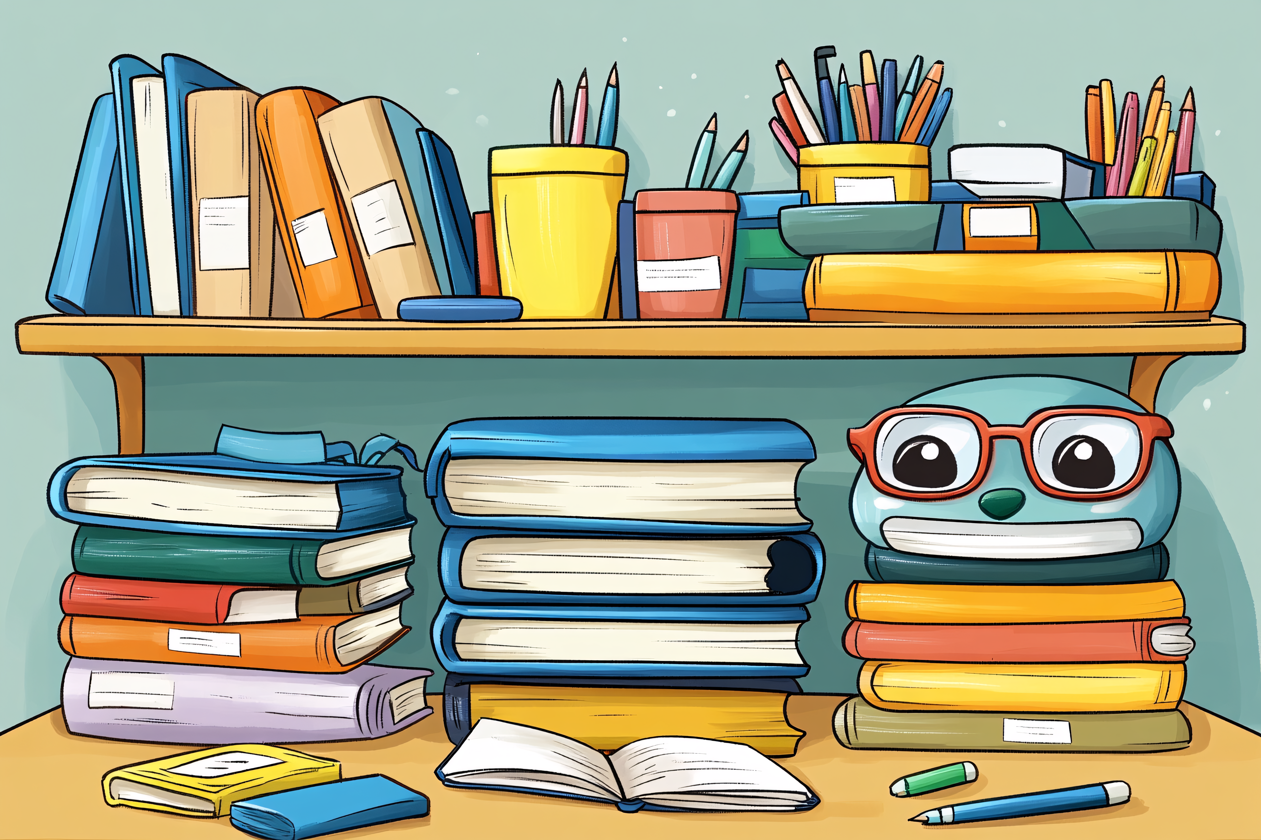 Bookshelf With Book Character