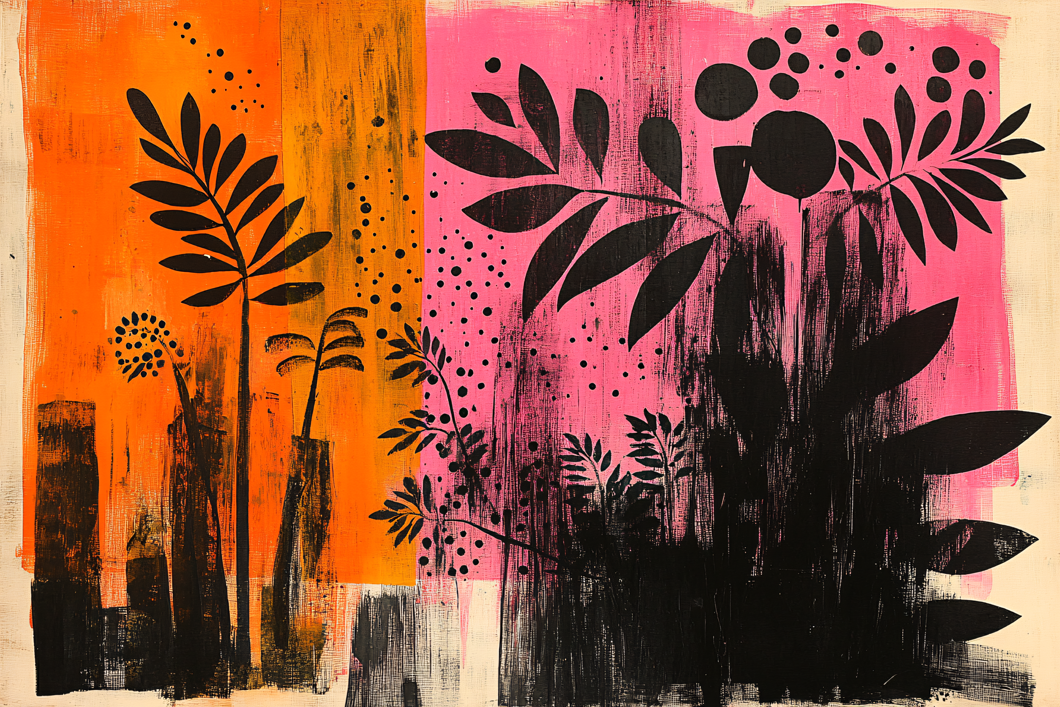 Botanical Silhouettes on Color Blocks