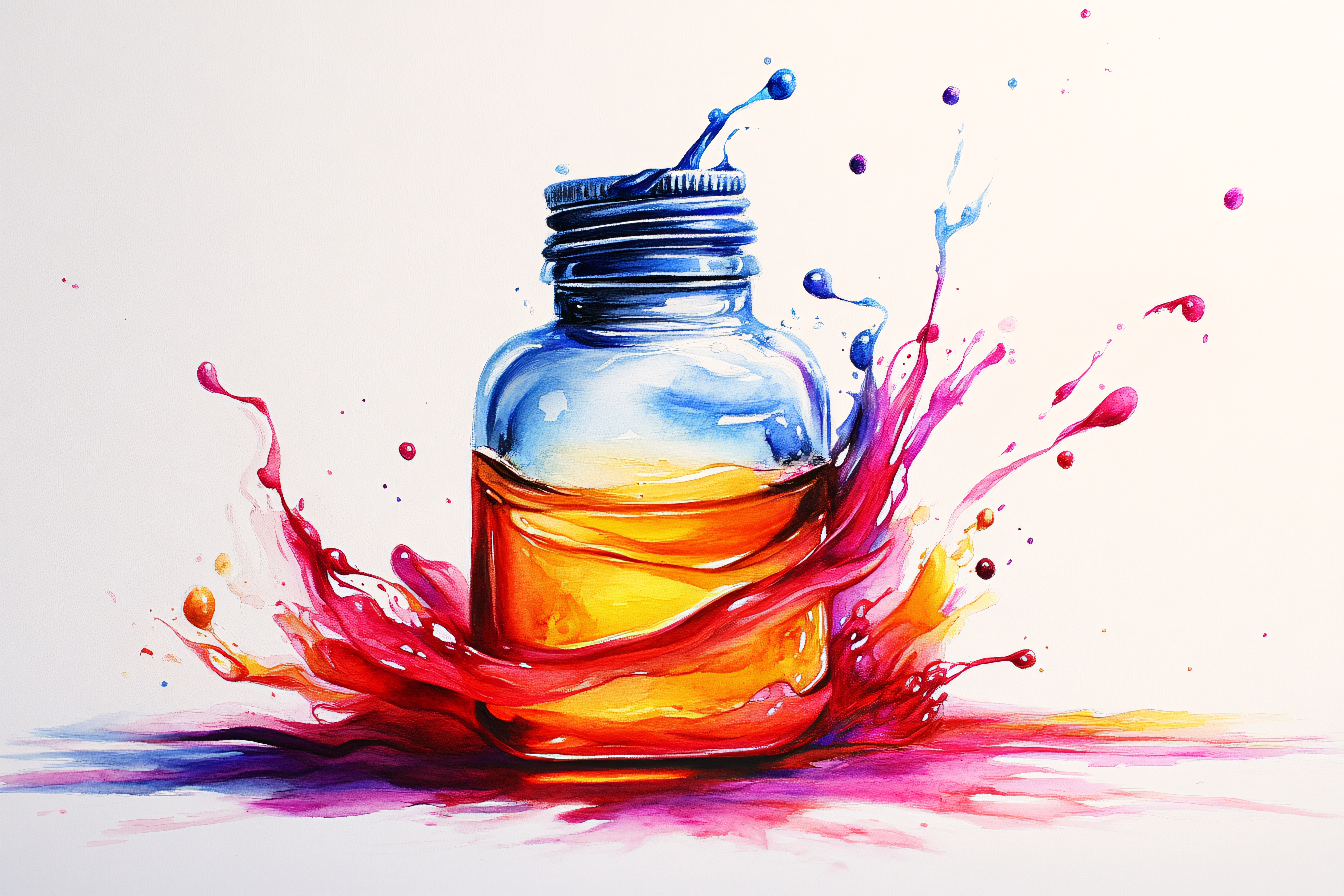 Bottle With Colorful Splashes