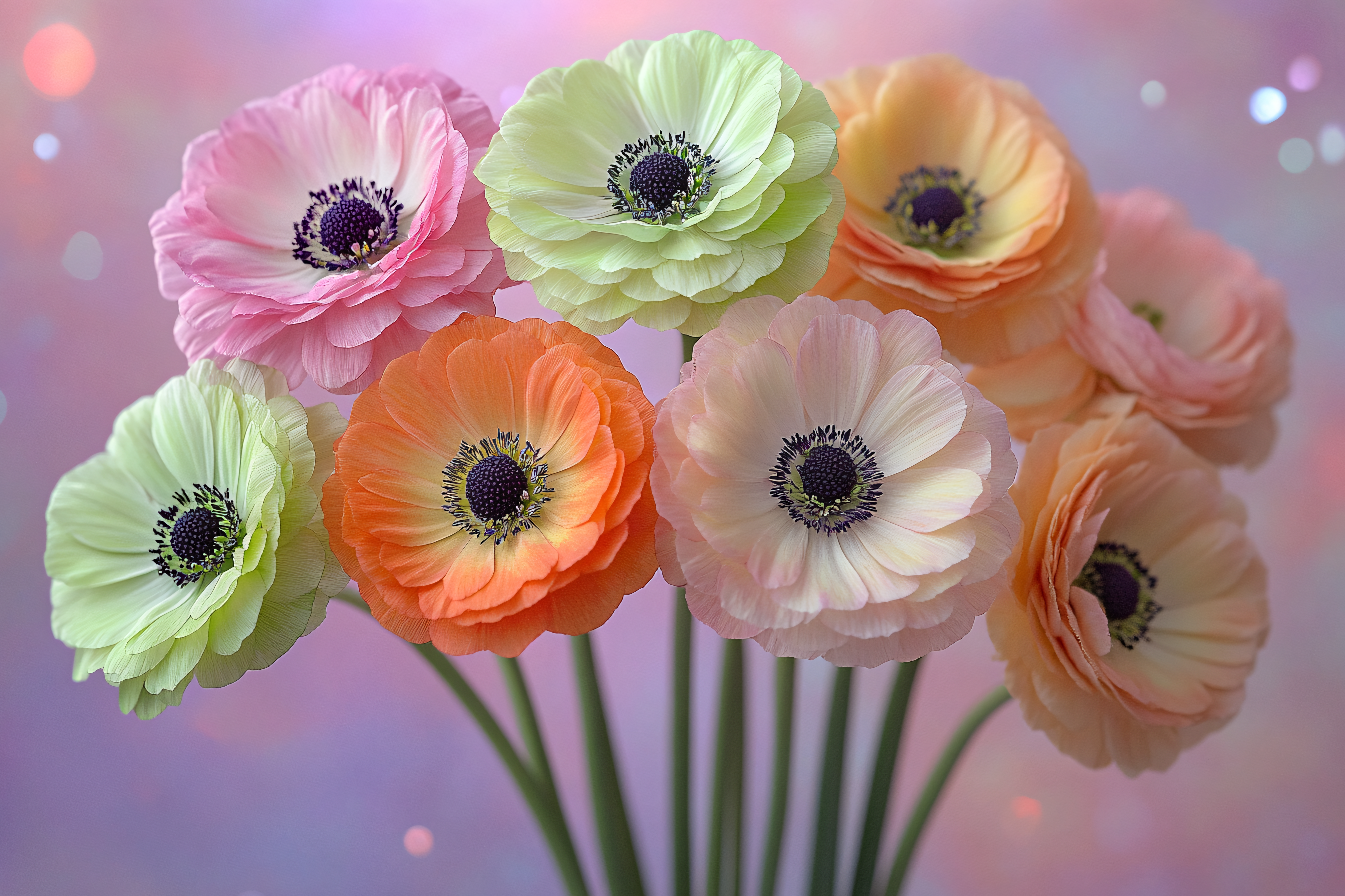 Bouquet of Pastel Anemones