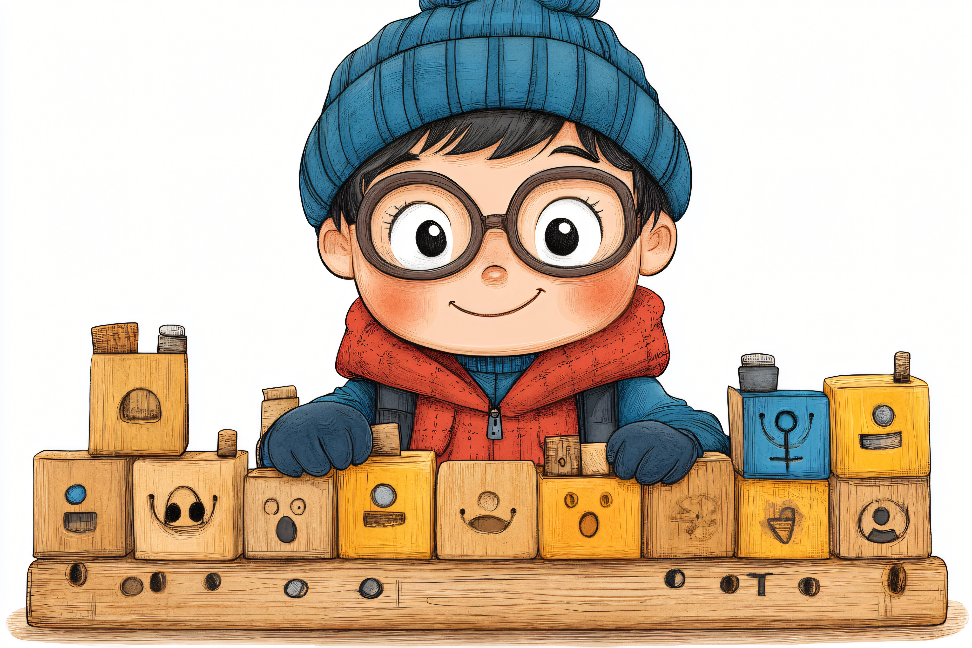 Boy and Wooden Blocks