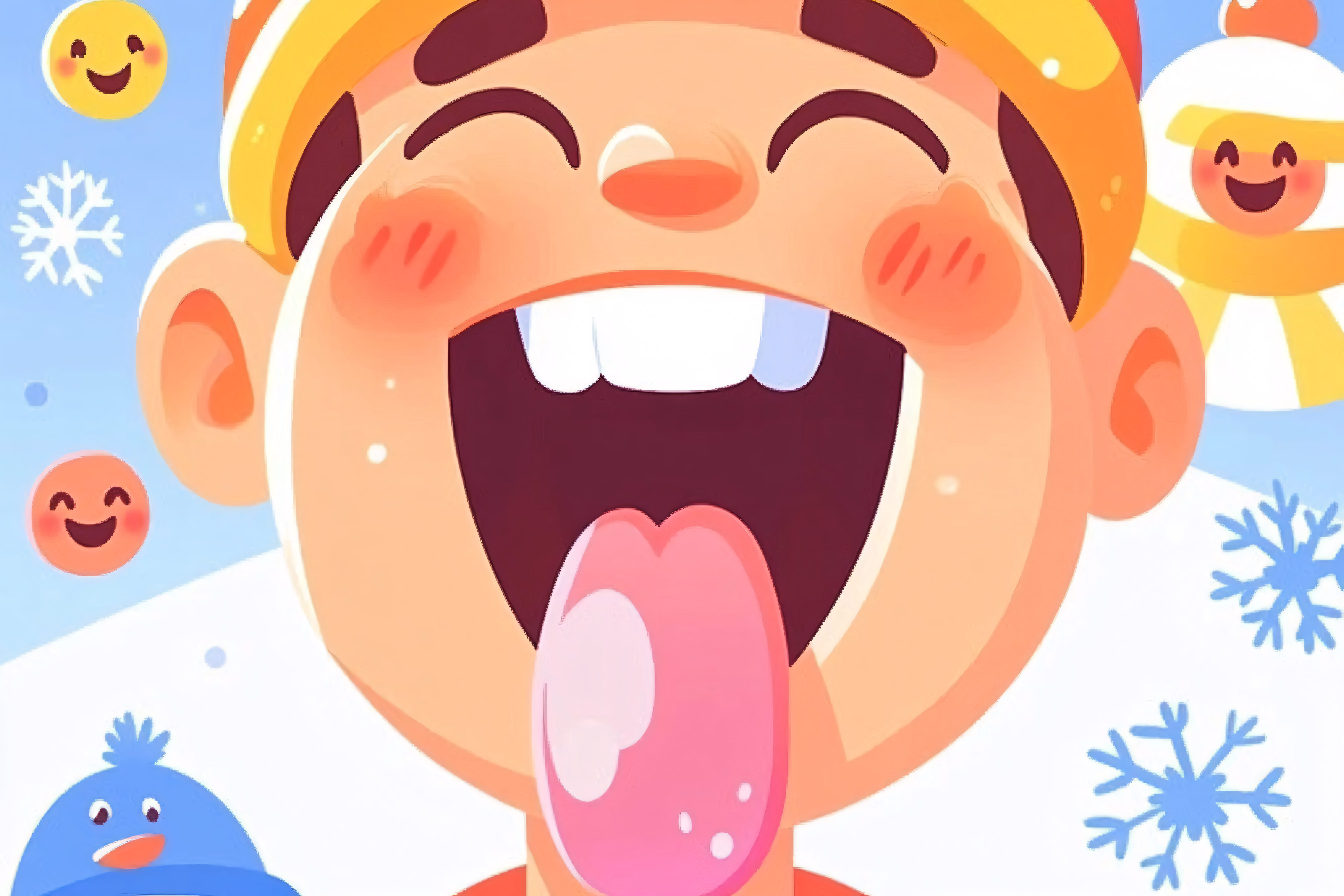 Boy Catching Snowflakes