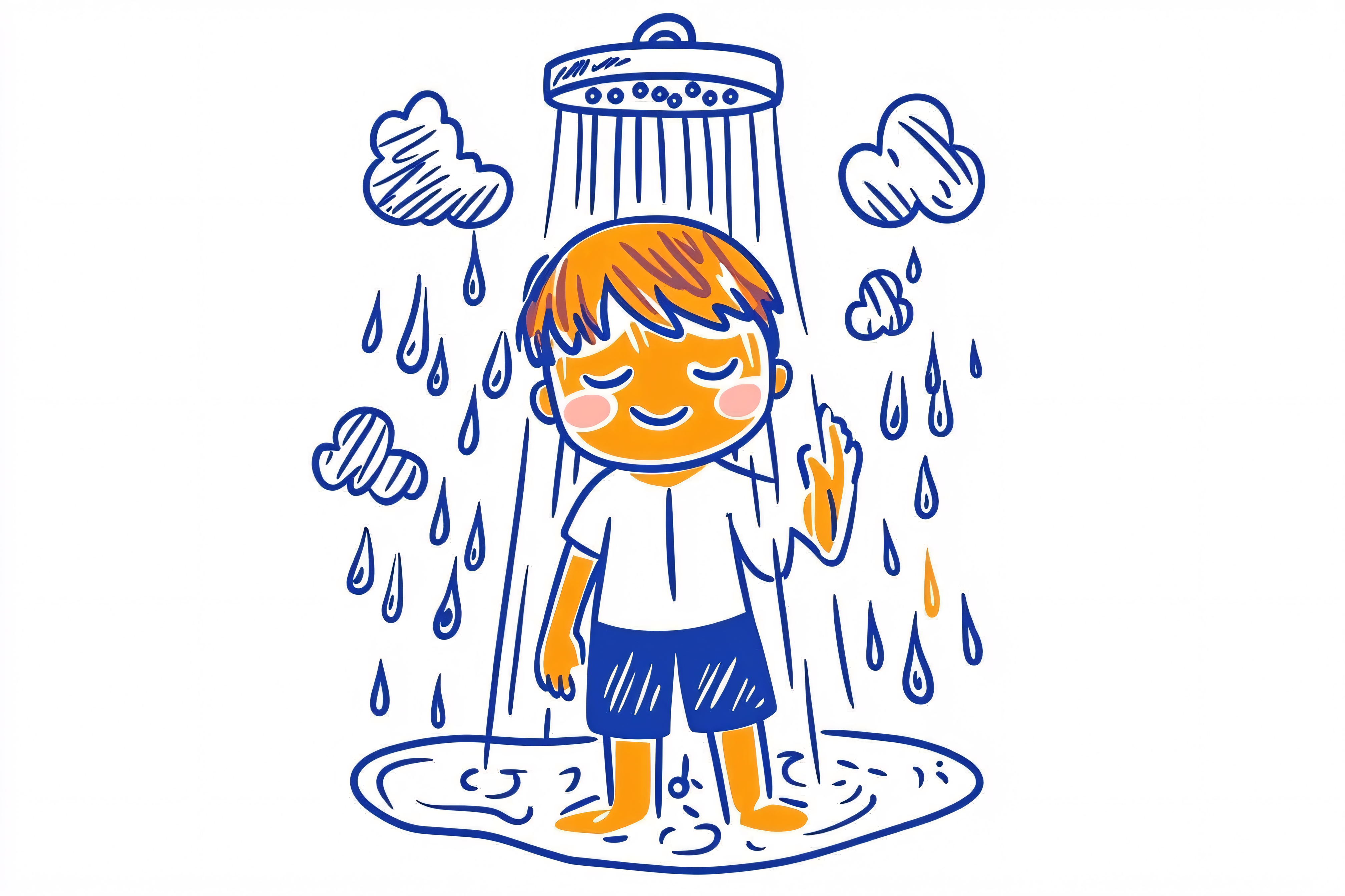 Boy Enjoying a Shower