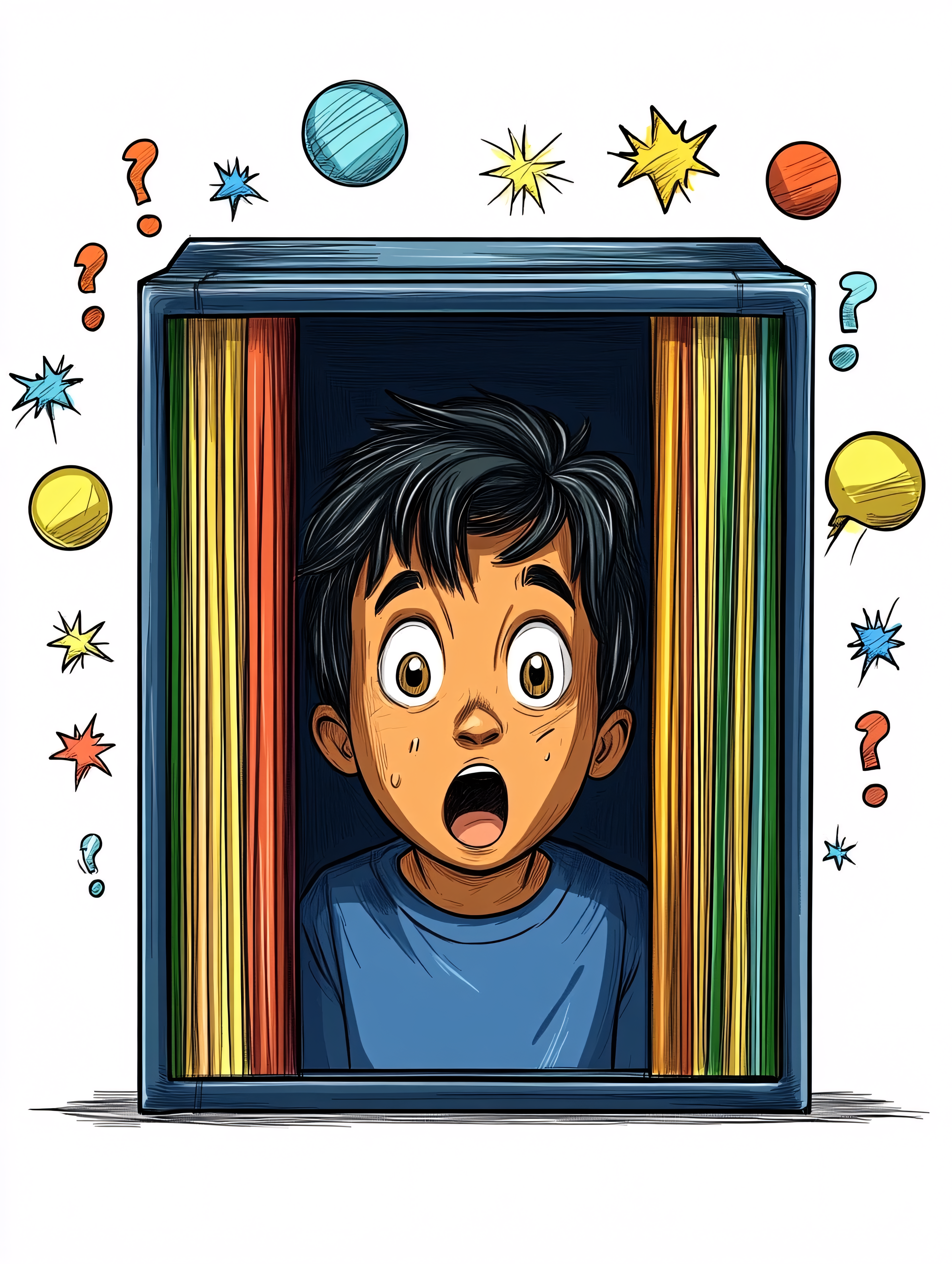 Boy Peeking Through a Book
