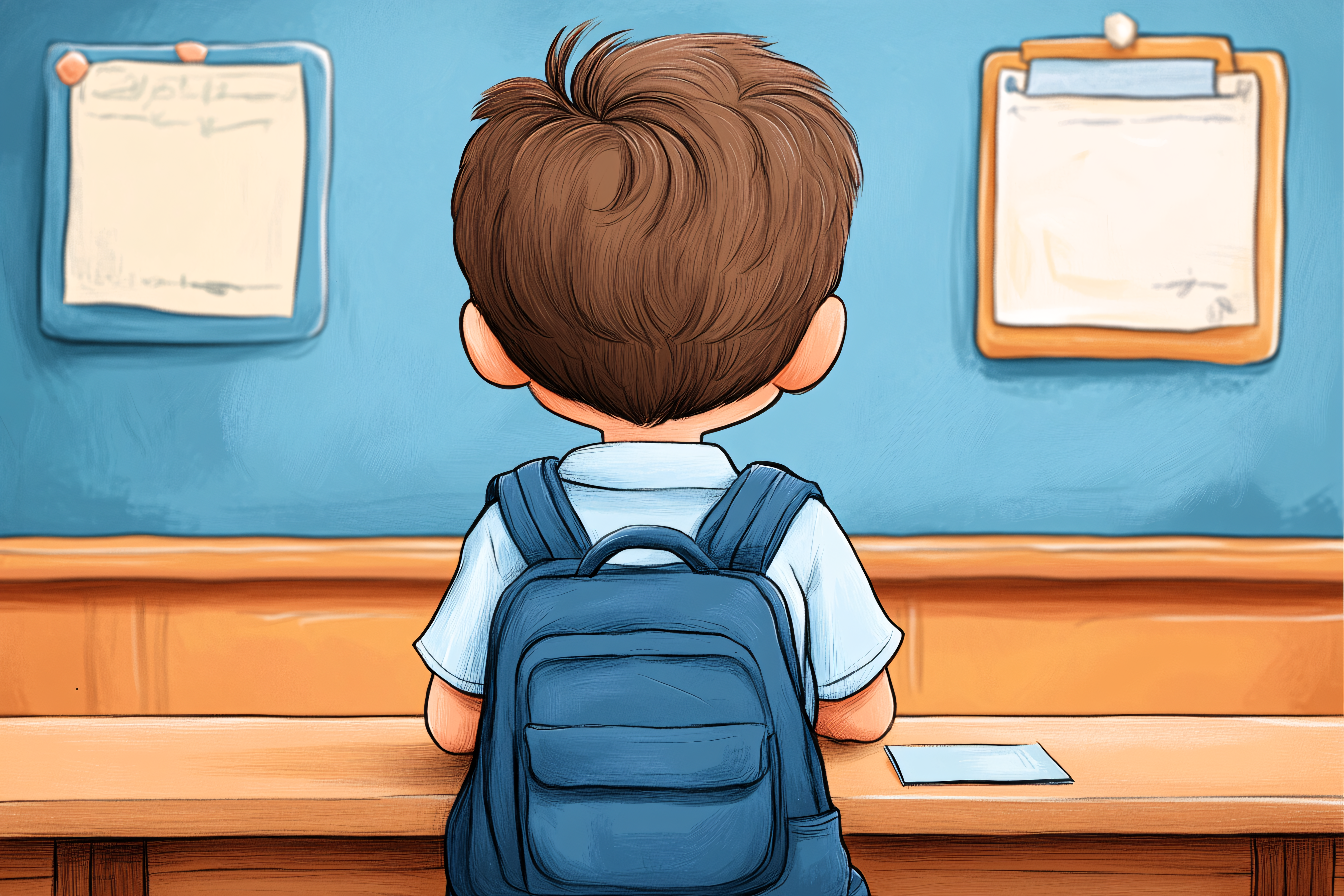 Boy Sitting At Desk In Classroom