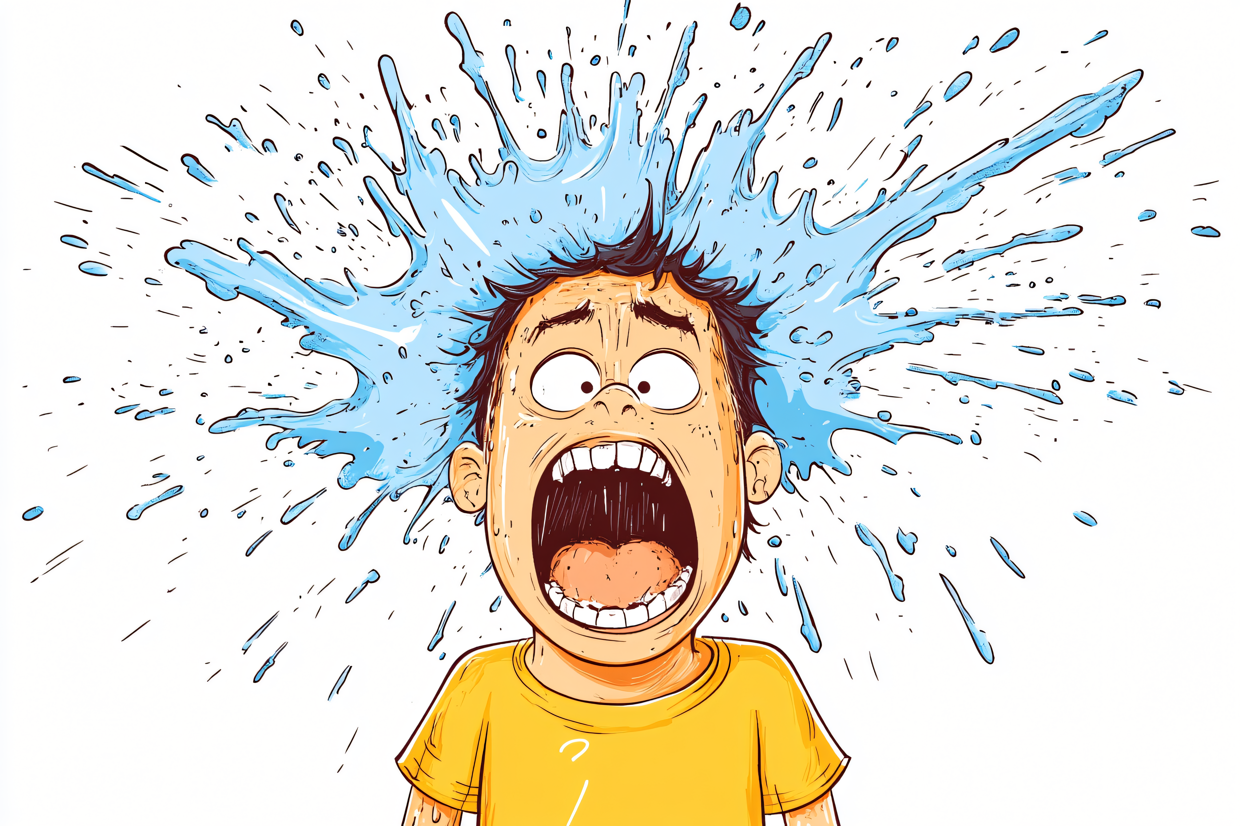 Boy Splashed with Water