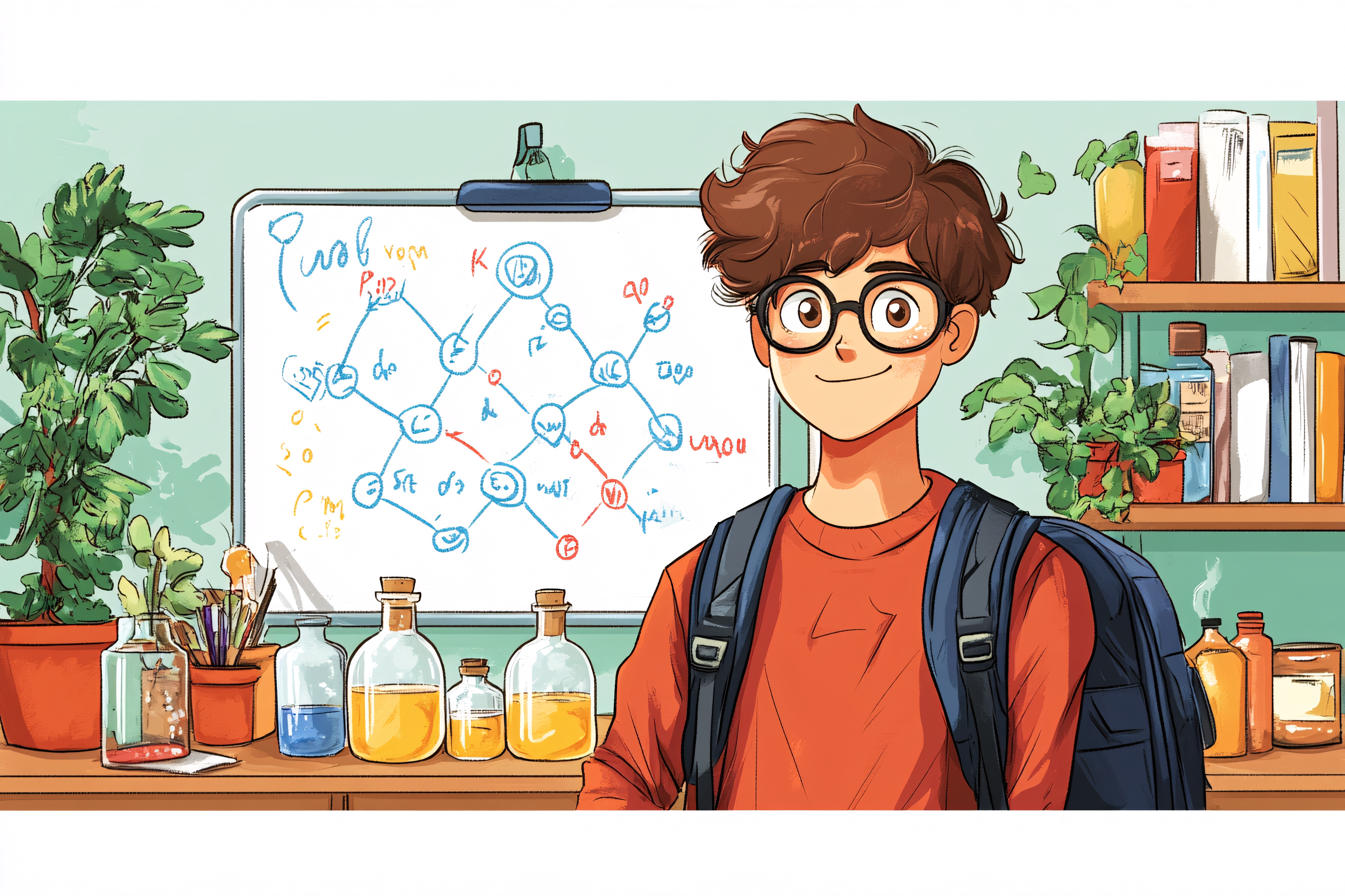 Boy Studying Science At Home