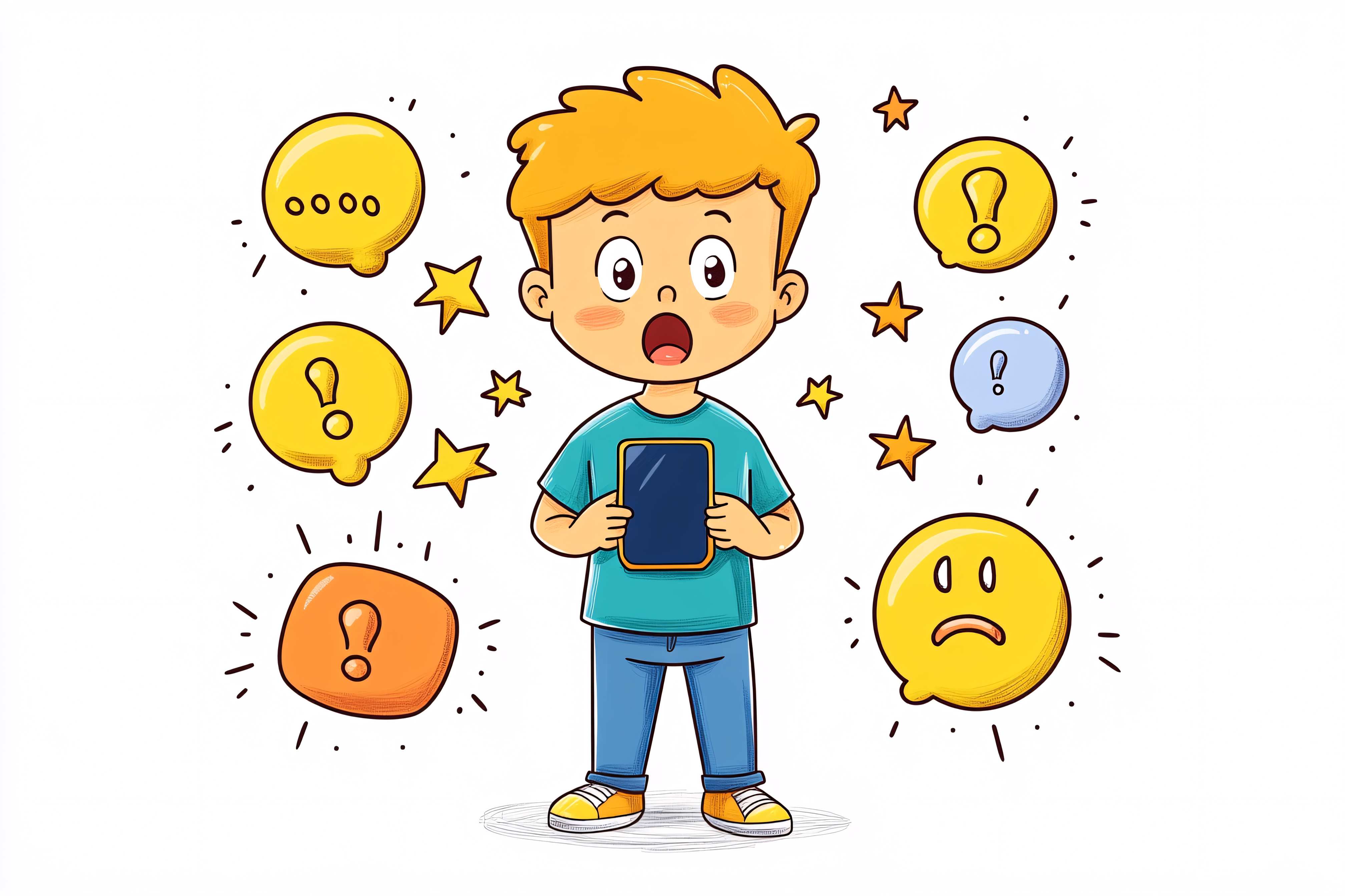 Boy Surprised by Tablet