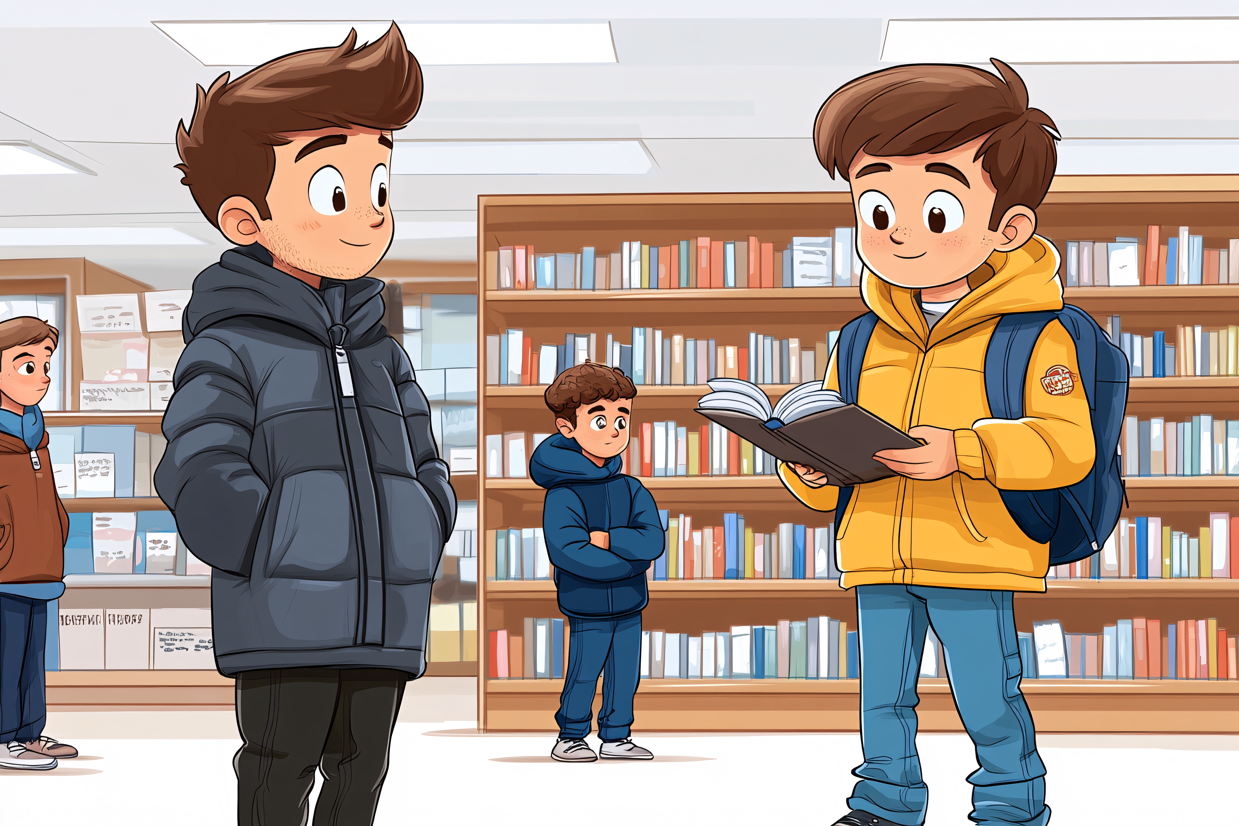 Boys Reading In Library