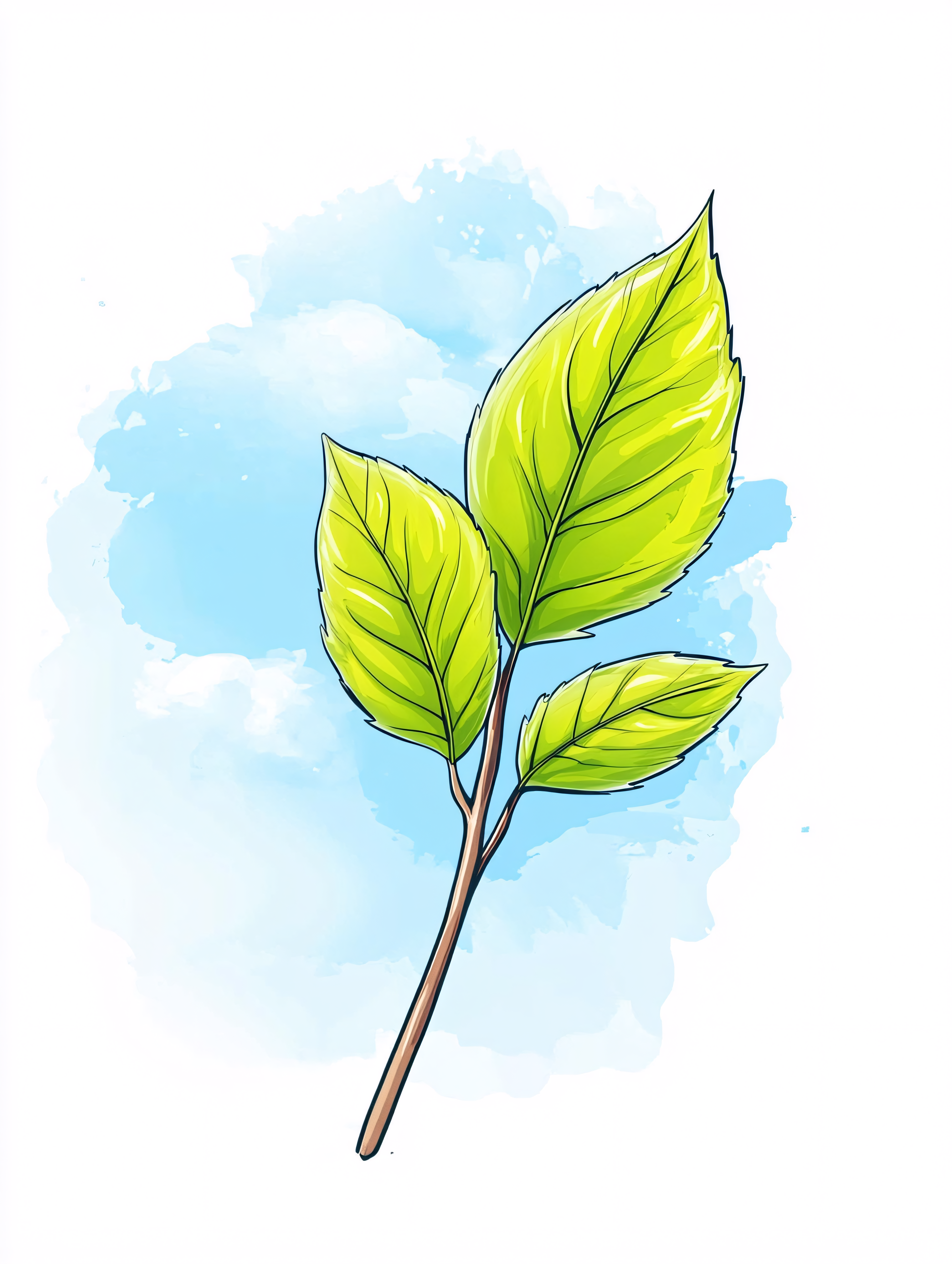 Branch With Green Leaves Illustration