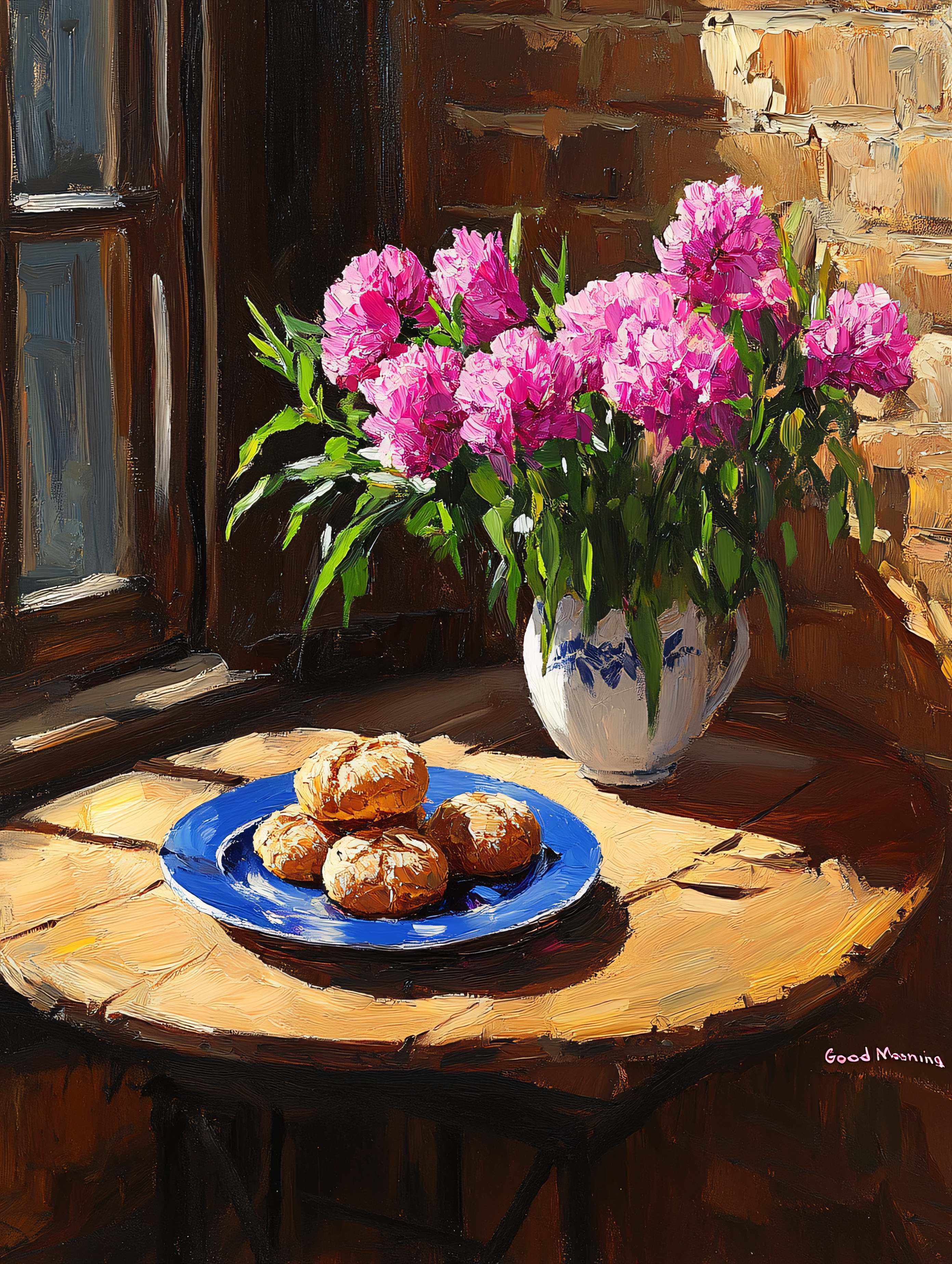 Breakfast Still Life With Flowers