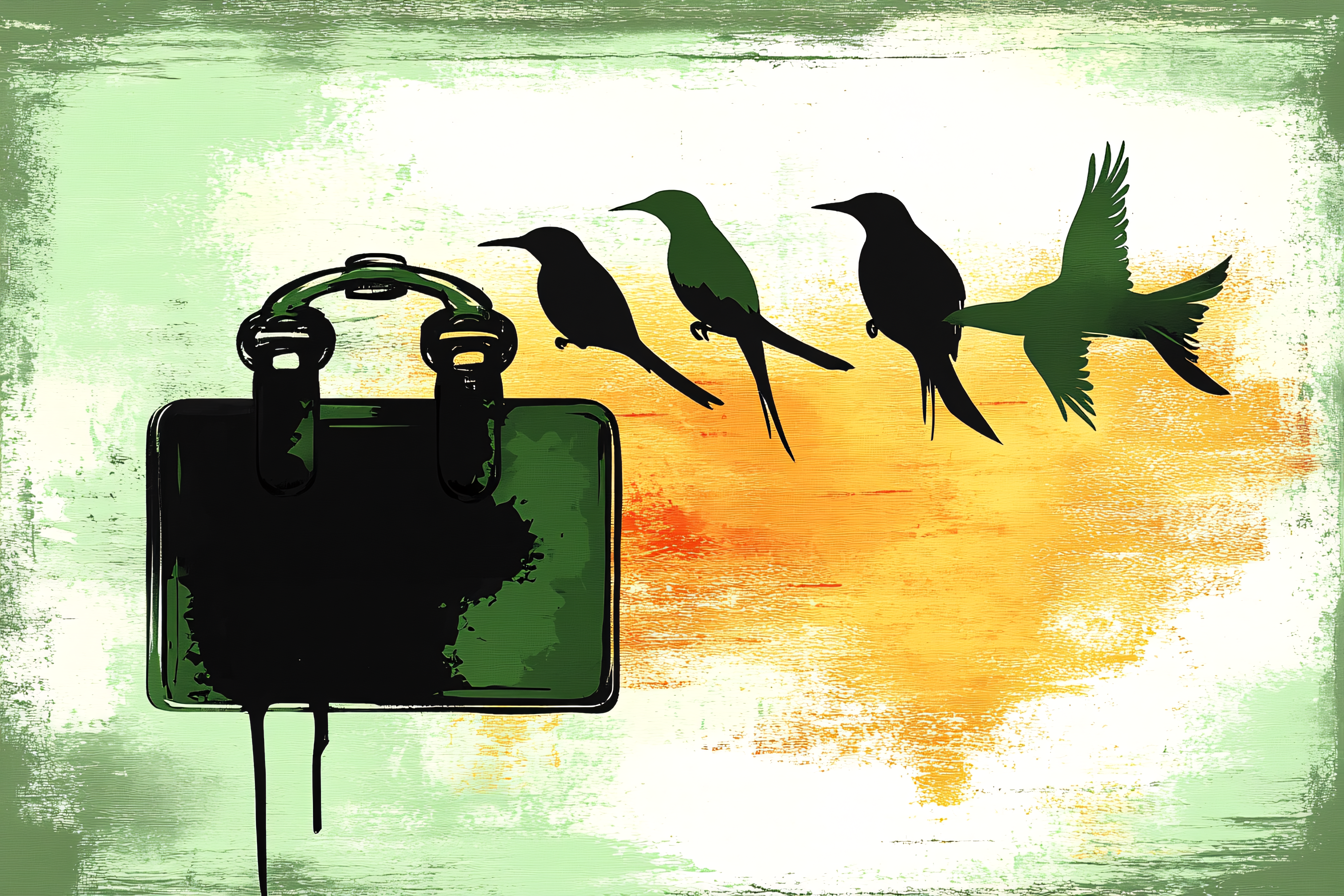 Briefcase With Bird Silhouettes