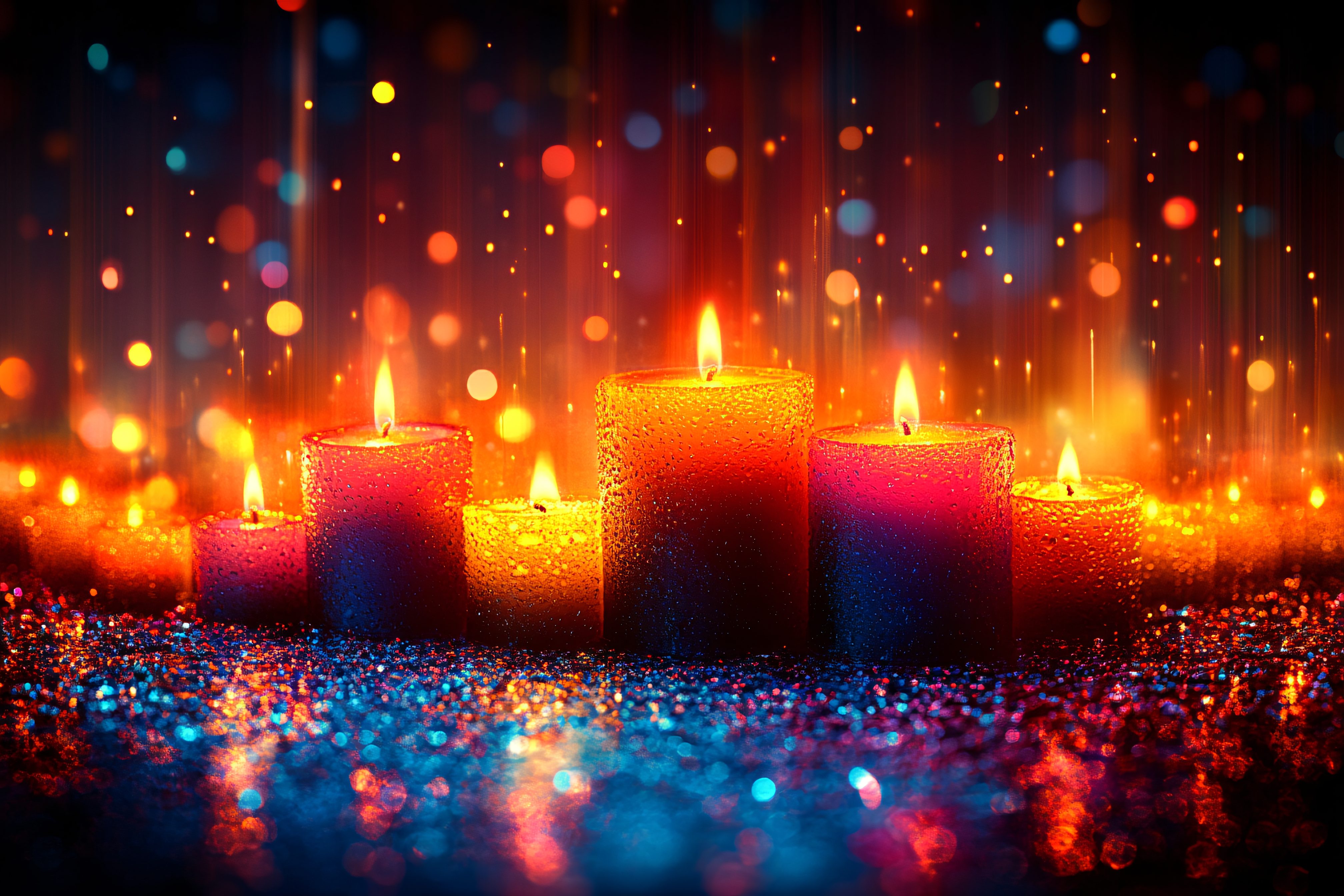 Burning Candles in Warm Light