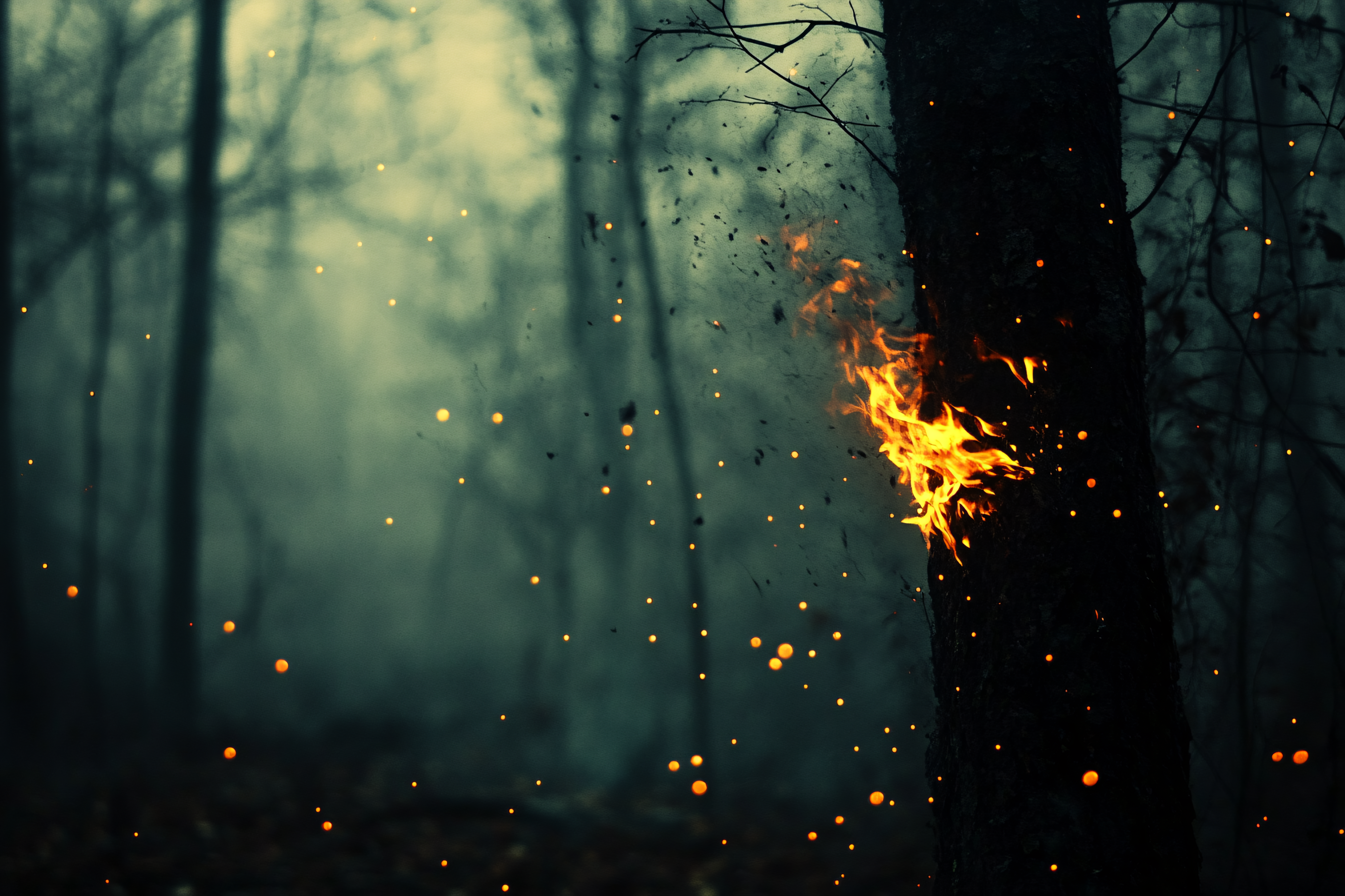 Burning Forest Tree