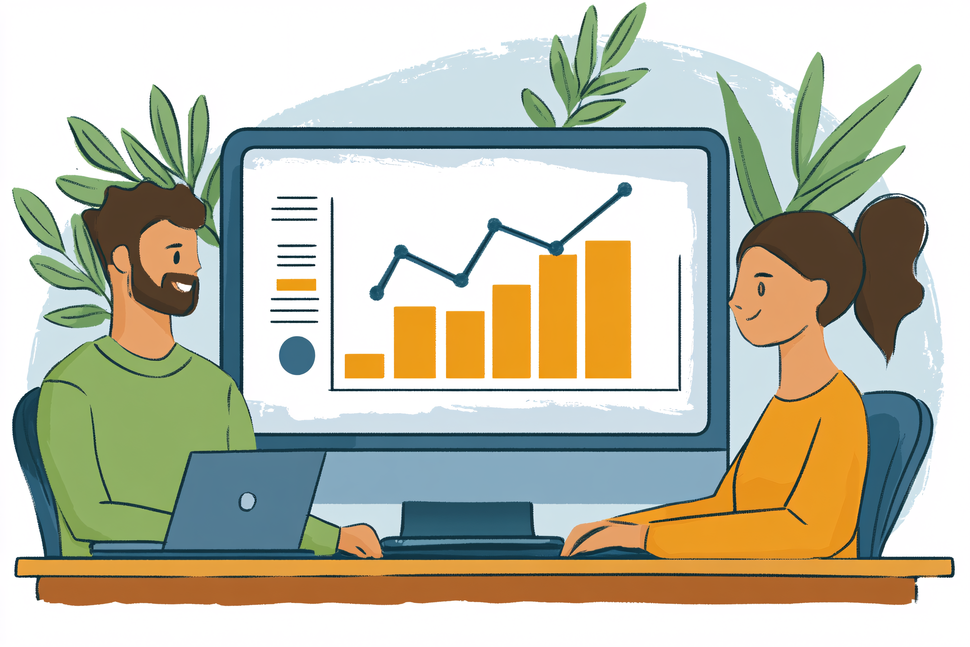 Business Colleagues Analyzing Growth Chart