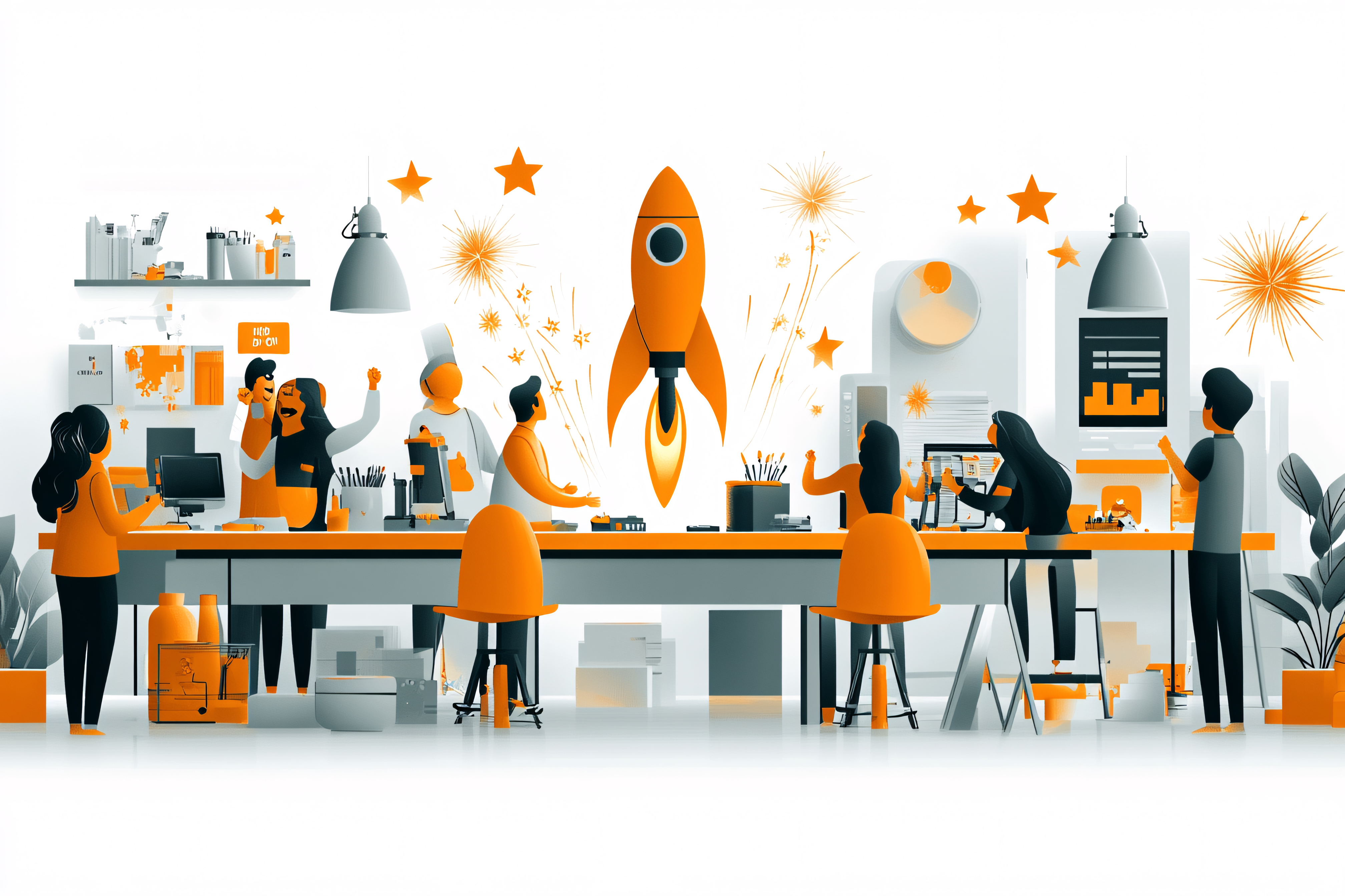 Business Startup Team Celebrates Rocket Launch