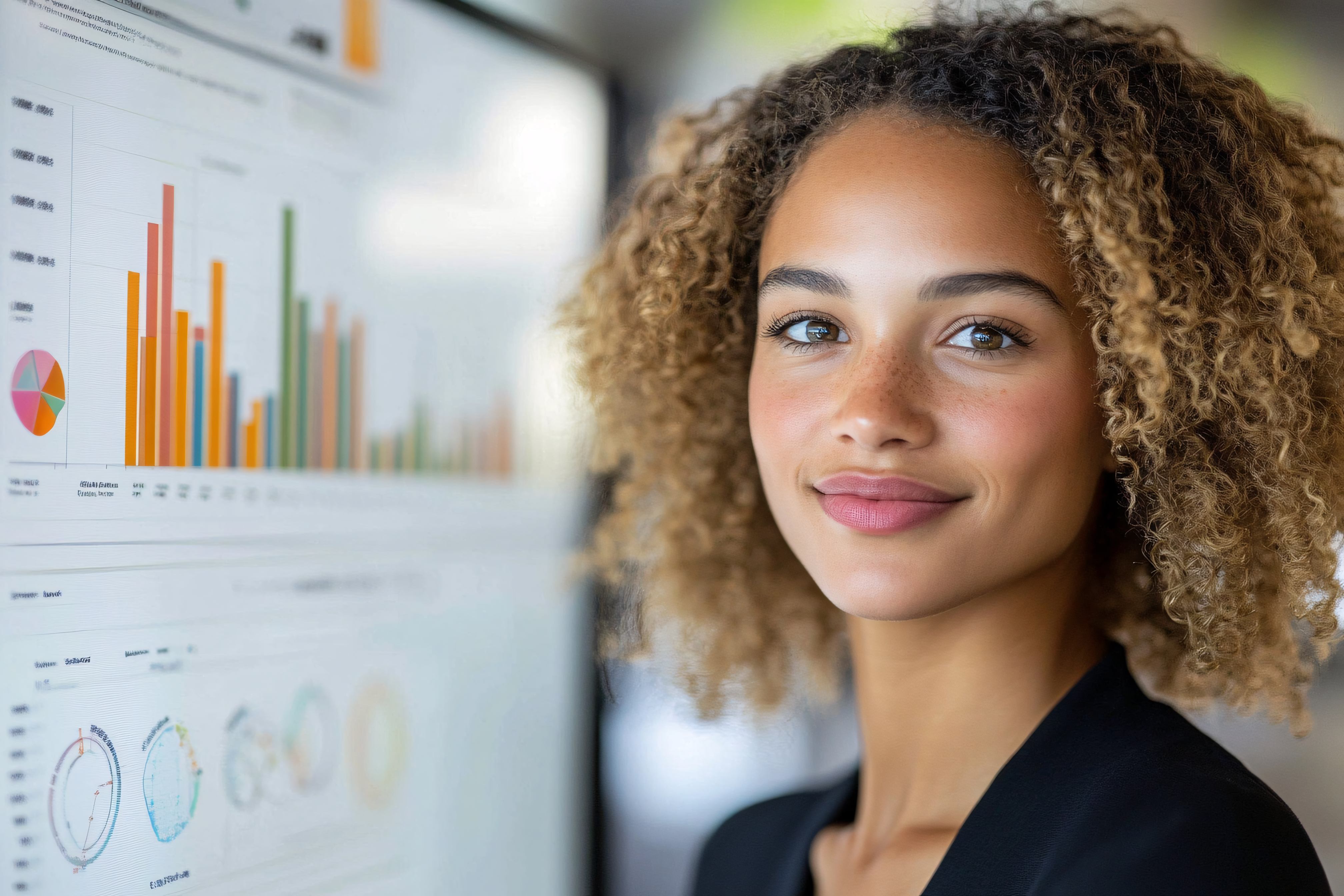 Businesswoman Analyzing Data