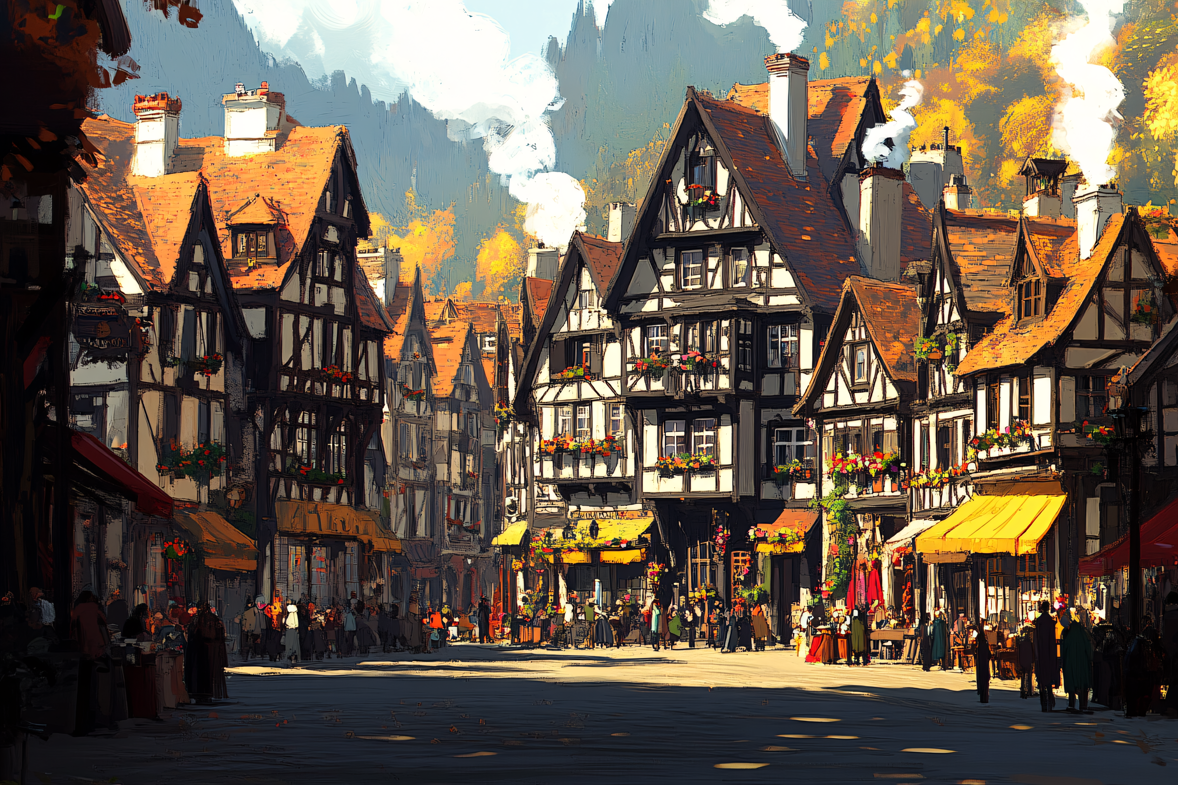 Bustling Market Street Scene