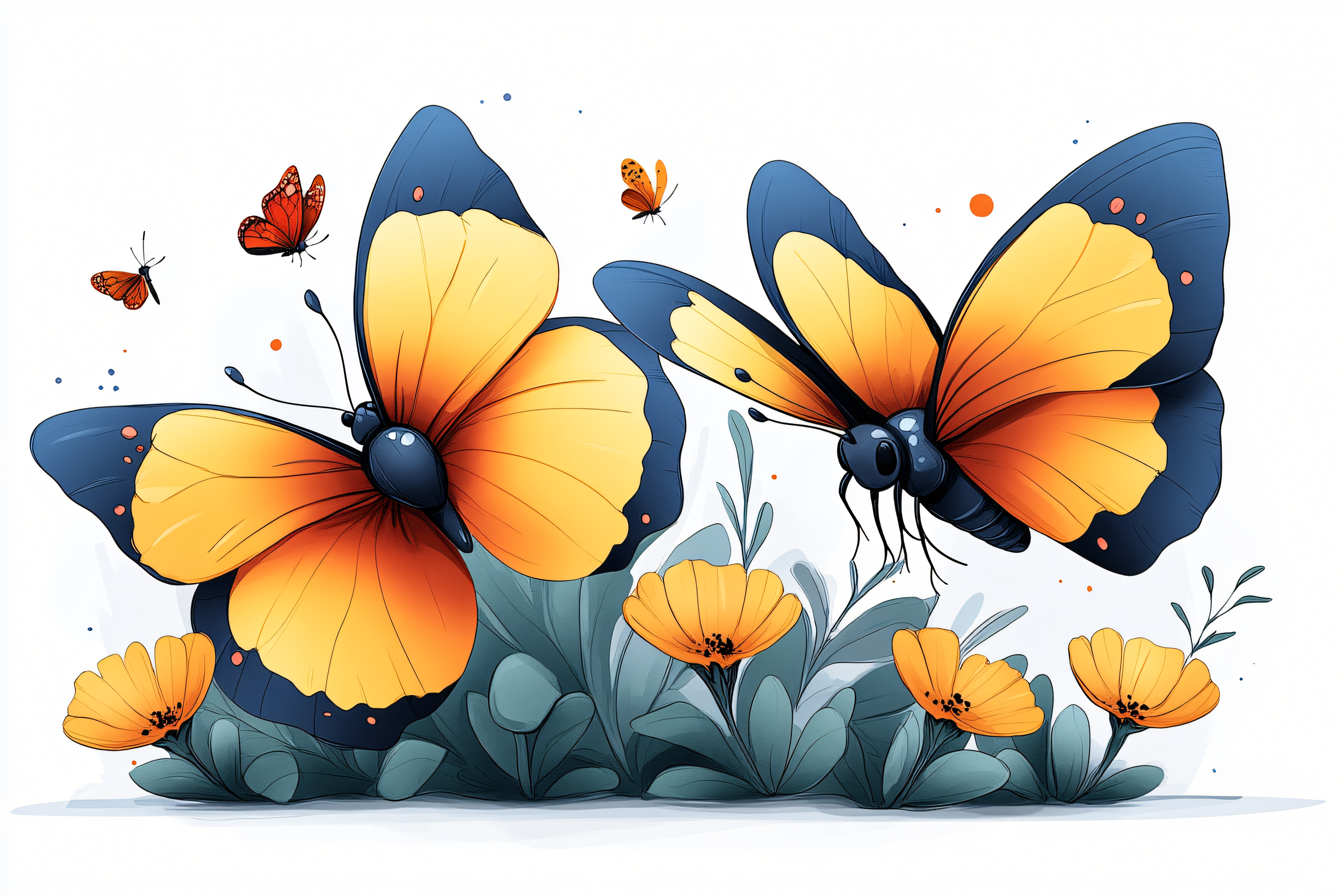 Butterflies And Flowers
