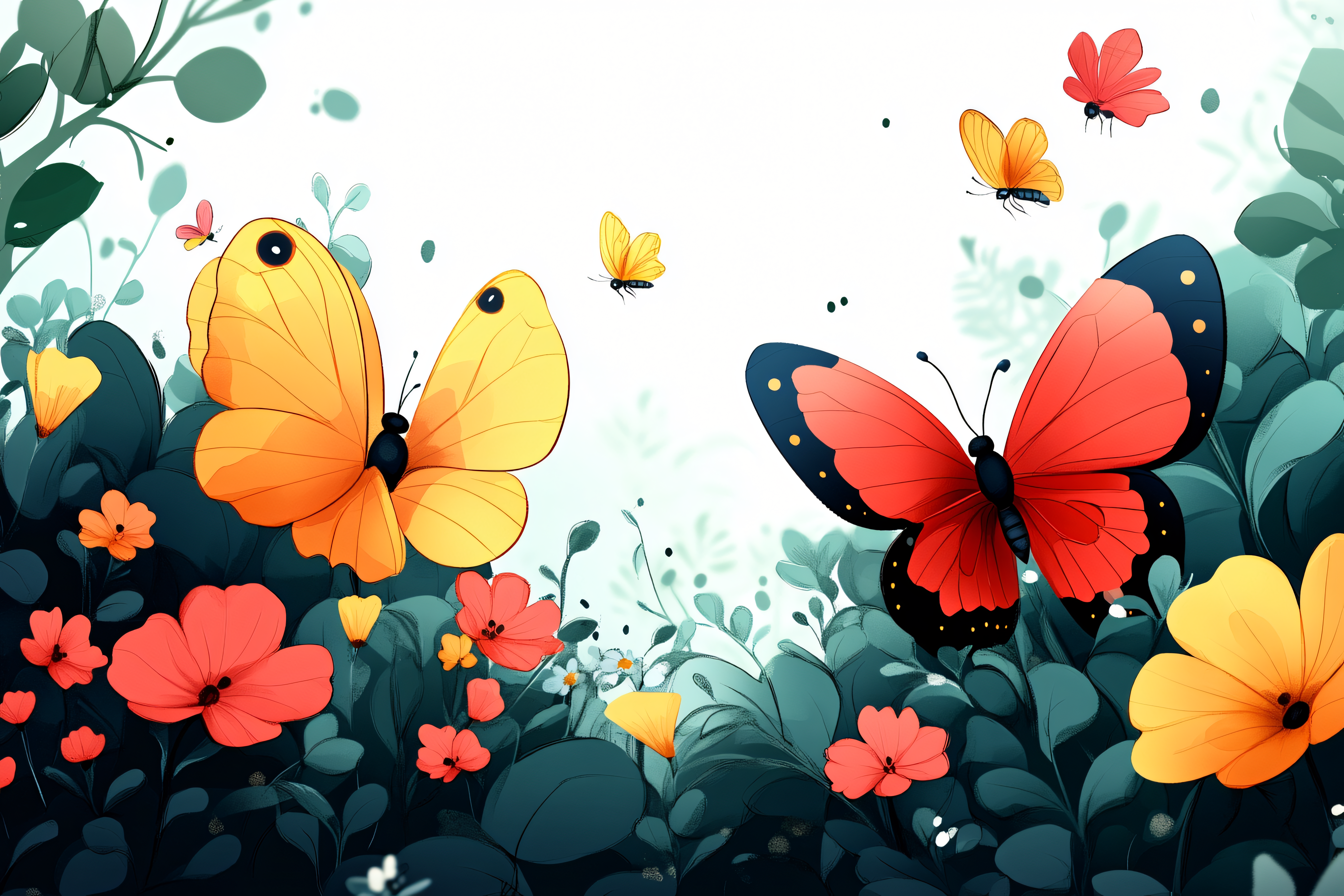 Butterflies And Flowers