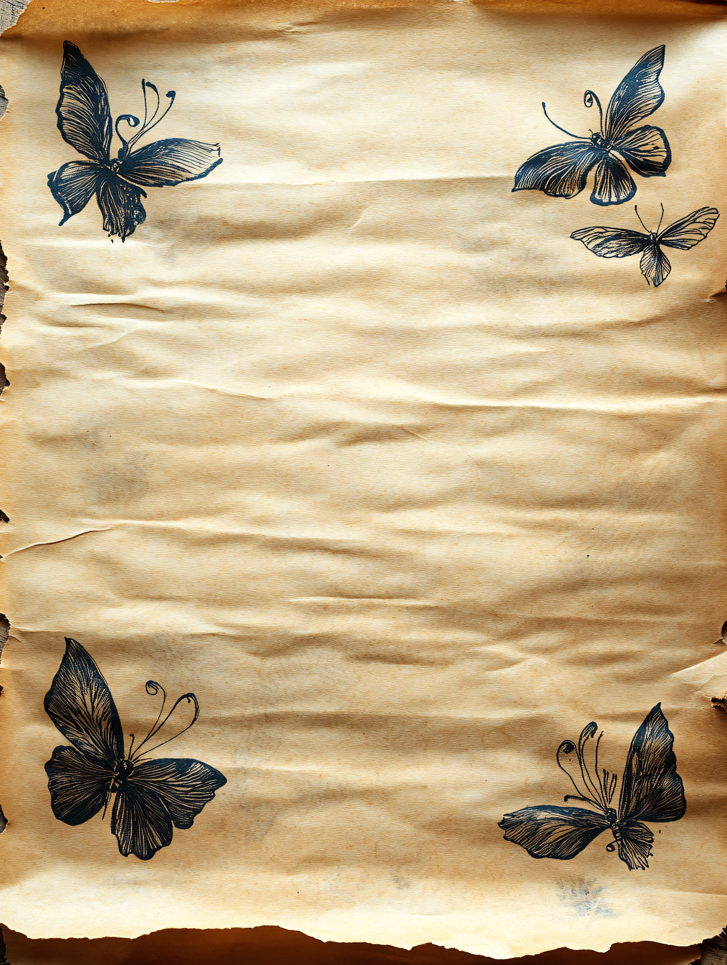 Butterflies On Aged Paper