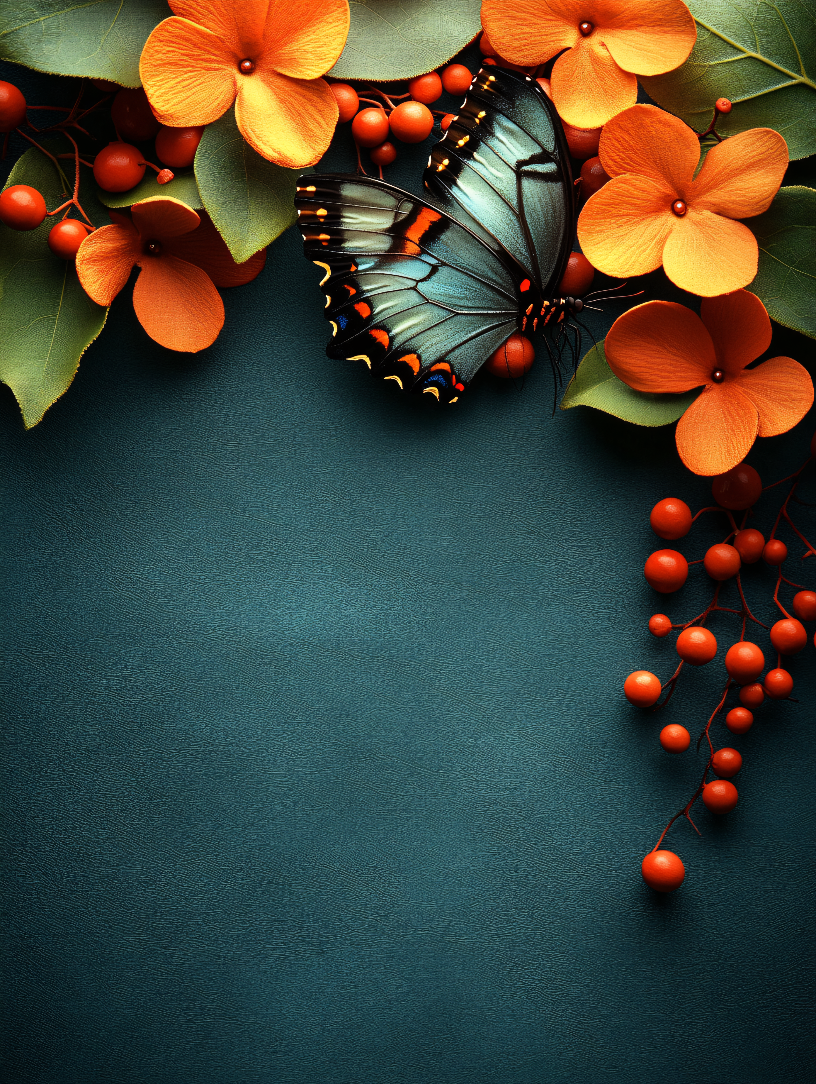 Butterfly Among Orange Flowers