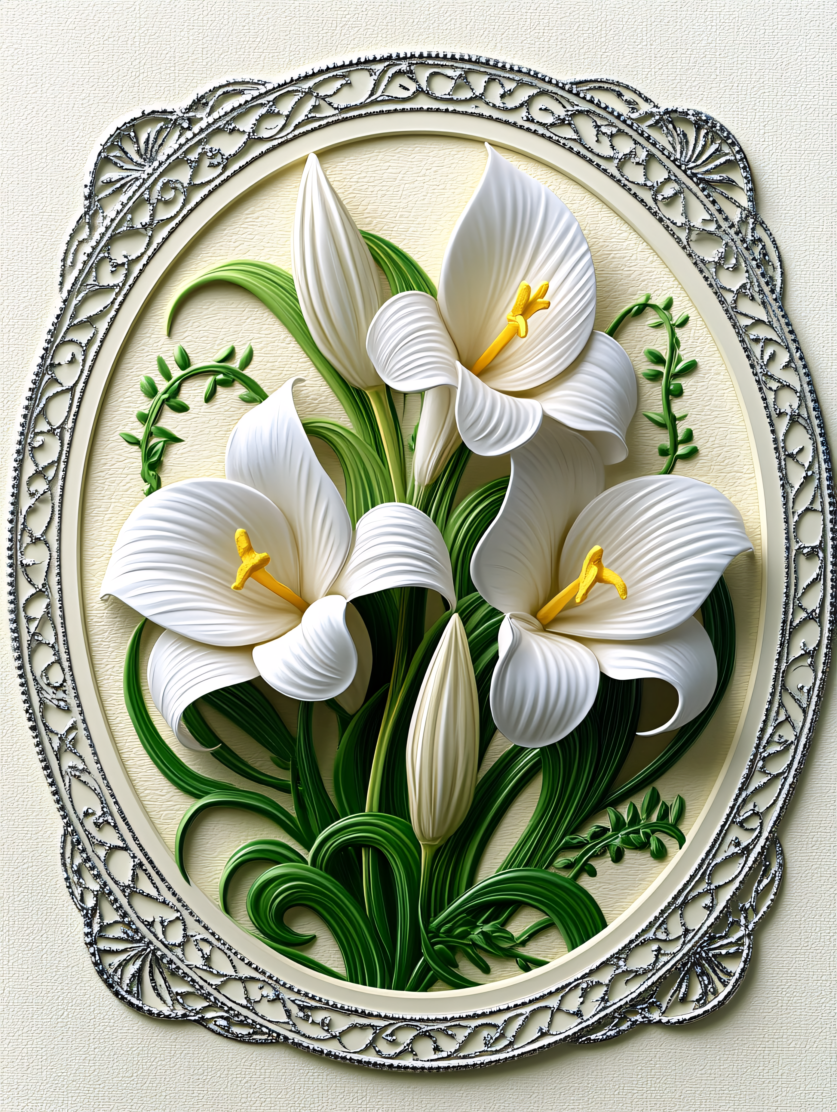 Calla Lilies in Oval Frame