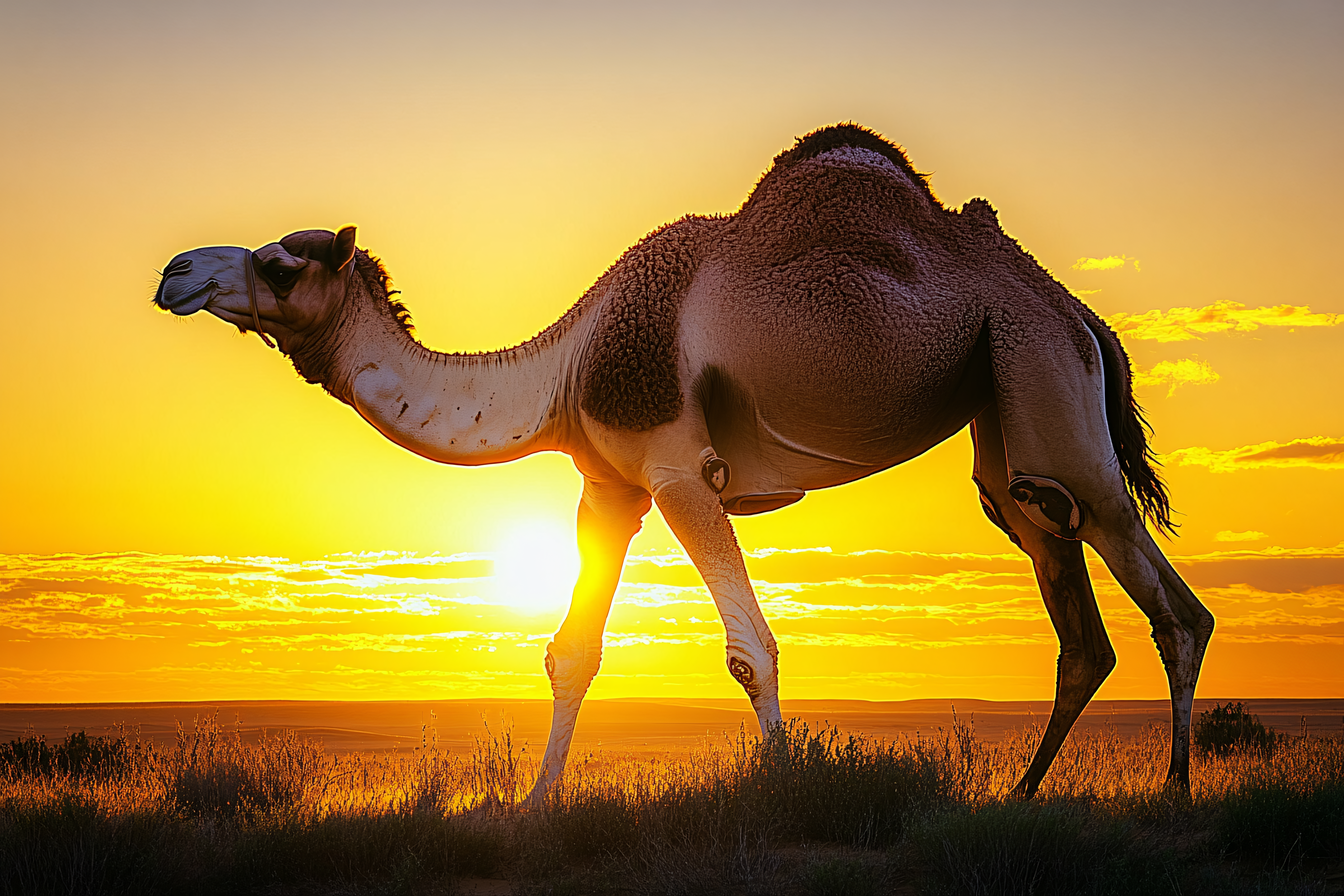 Camel At Golden Hour