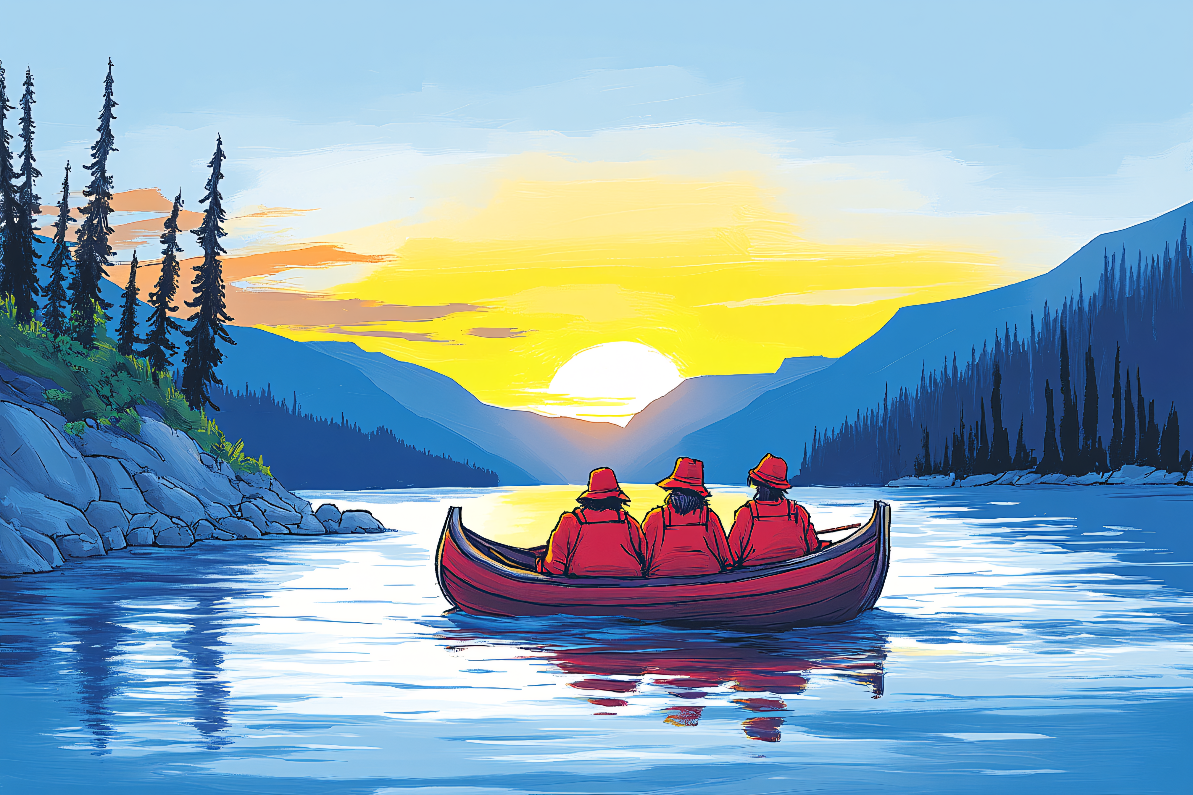 Canoeing At Sunset