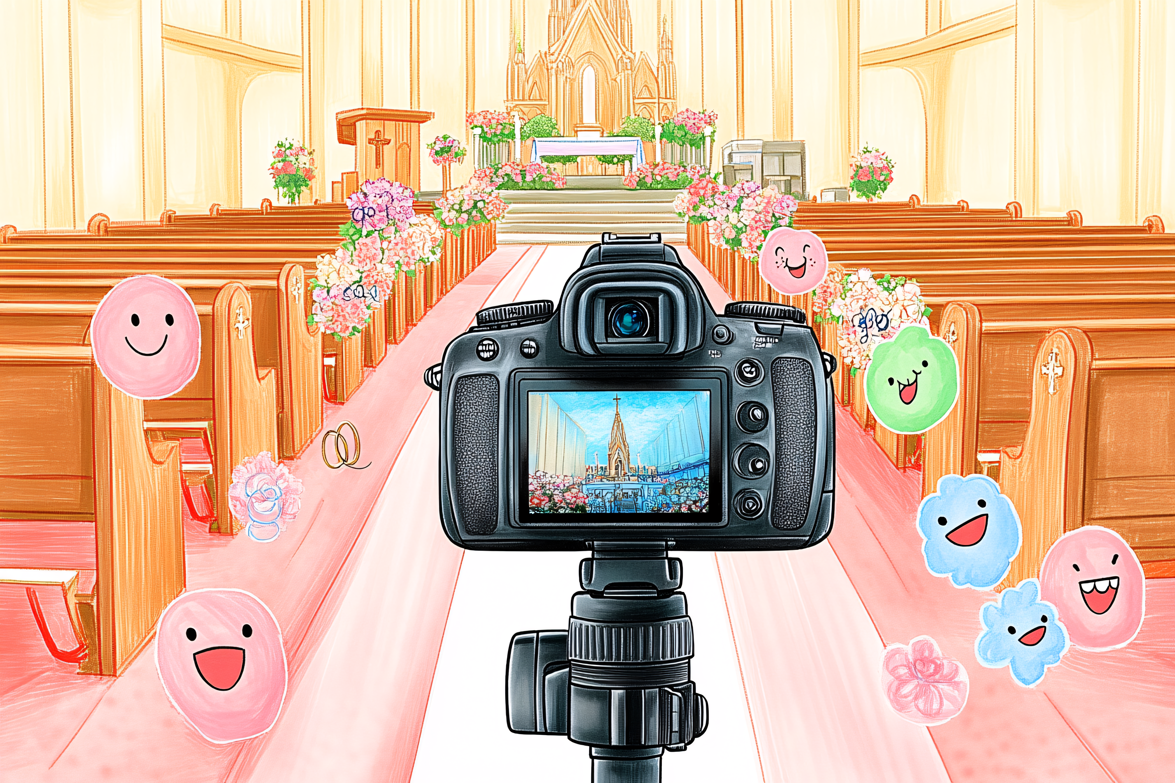 Capturing a Church Wedding with Smiley Face Emoticons