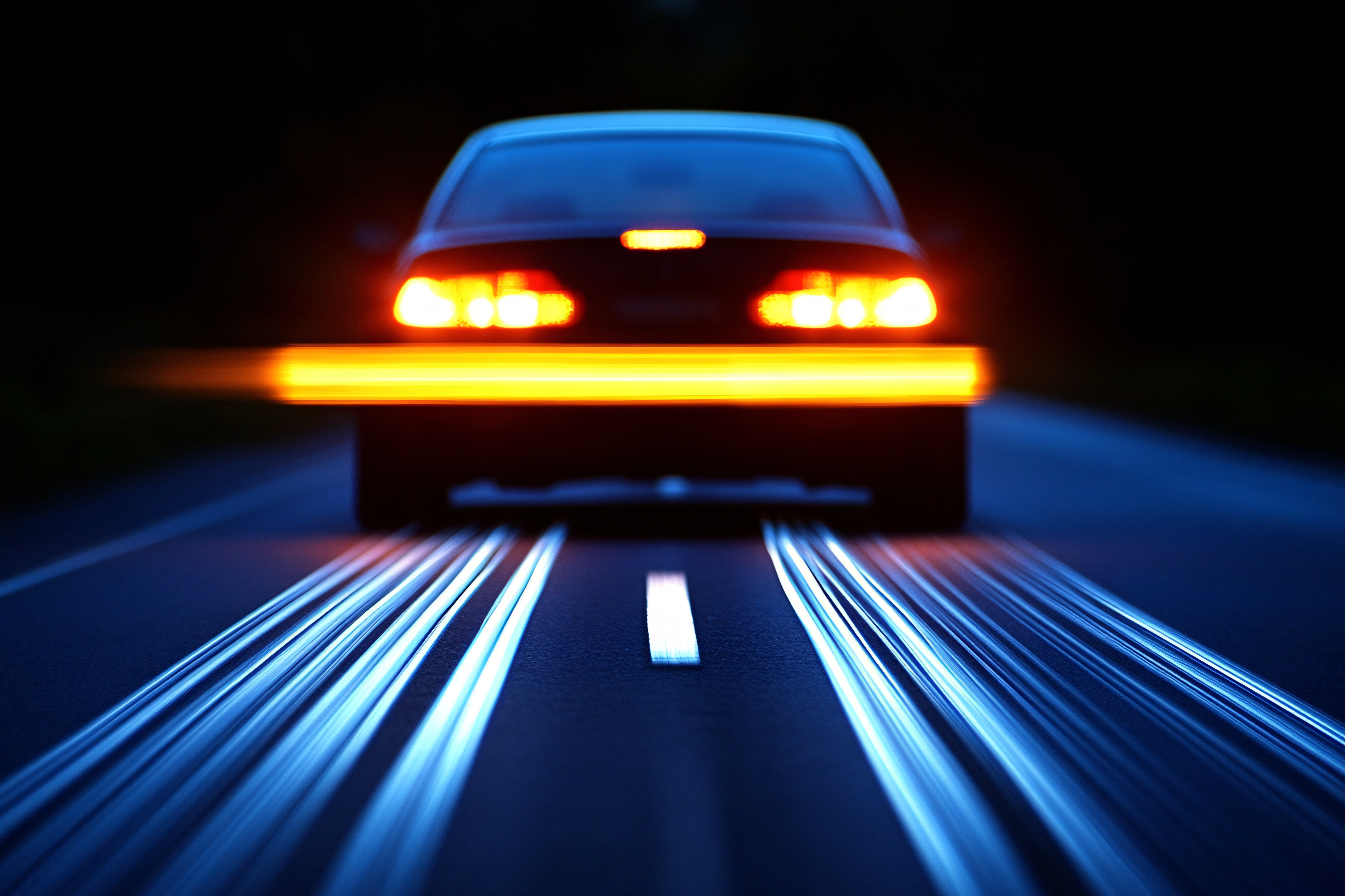 Car Speeding At Night