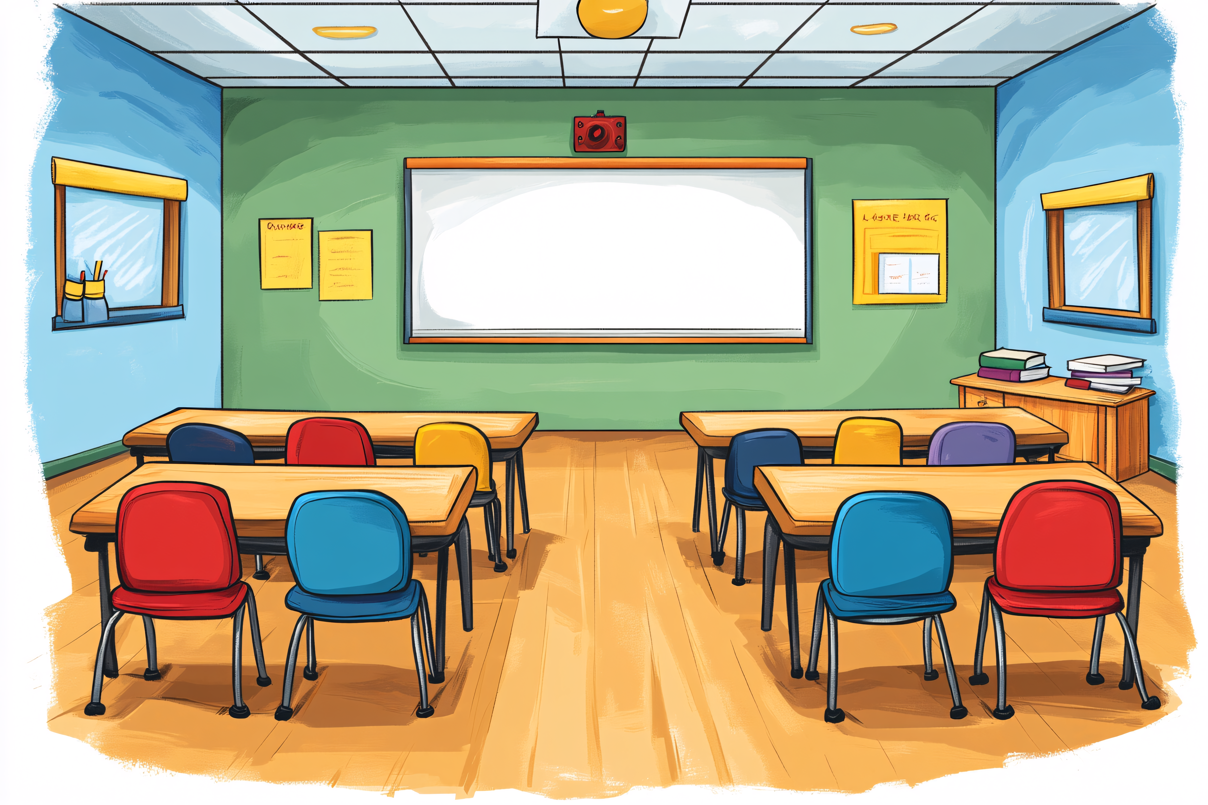Cartoon Classroom Interior