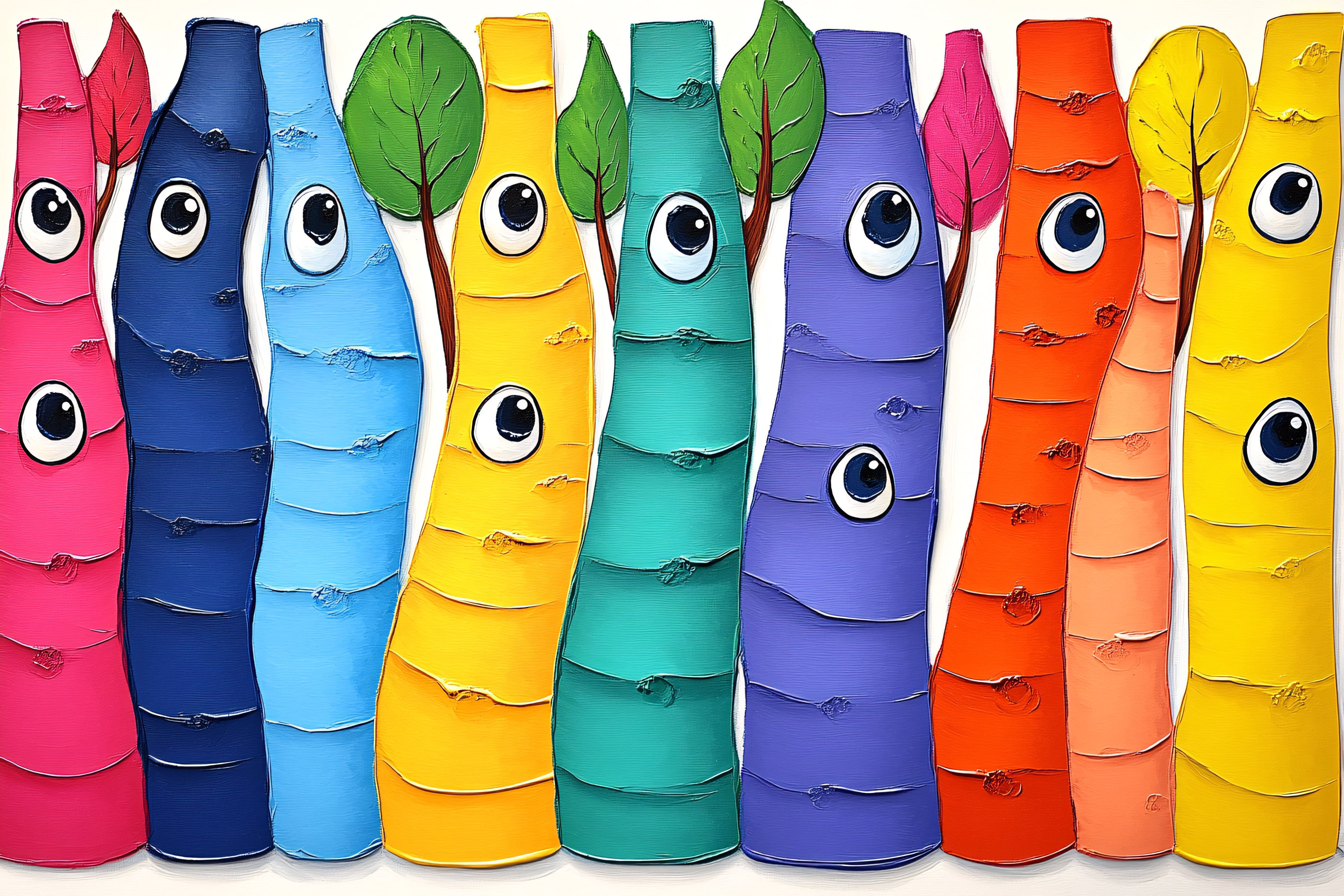 Cartoon Colorful Tree Characters