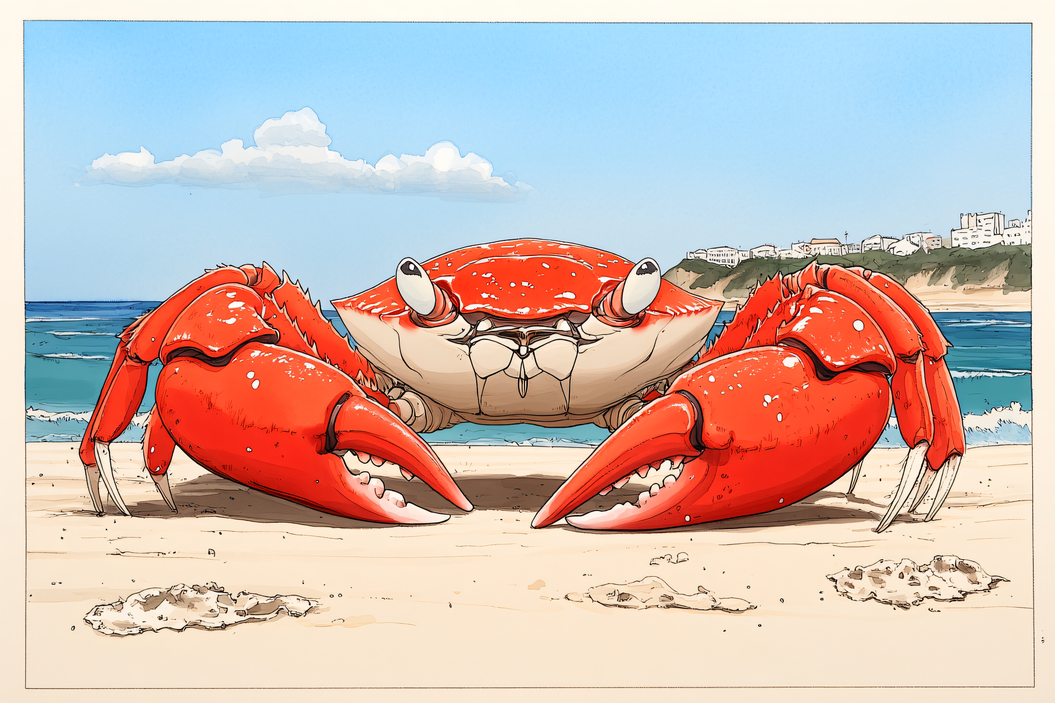 Cartoon Crab on Beach