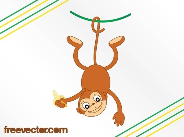 Cartoon Monkey With Banana Free Vector