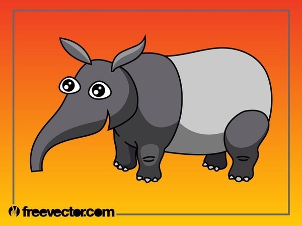 Cartoon Tapir Character Free Vector