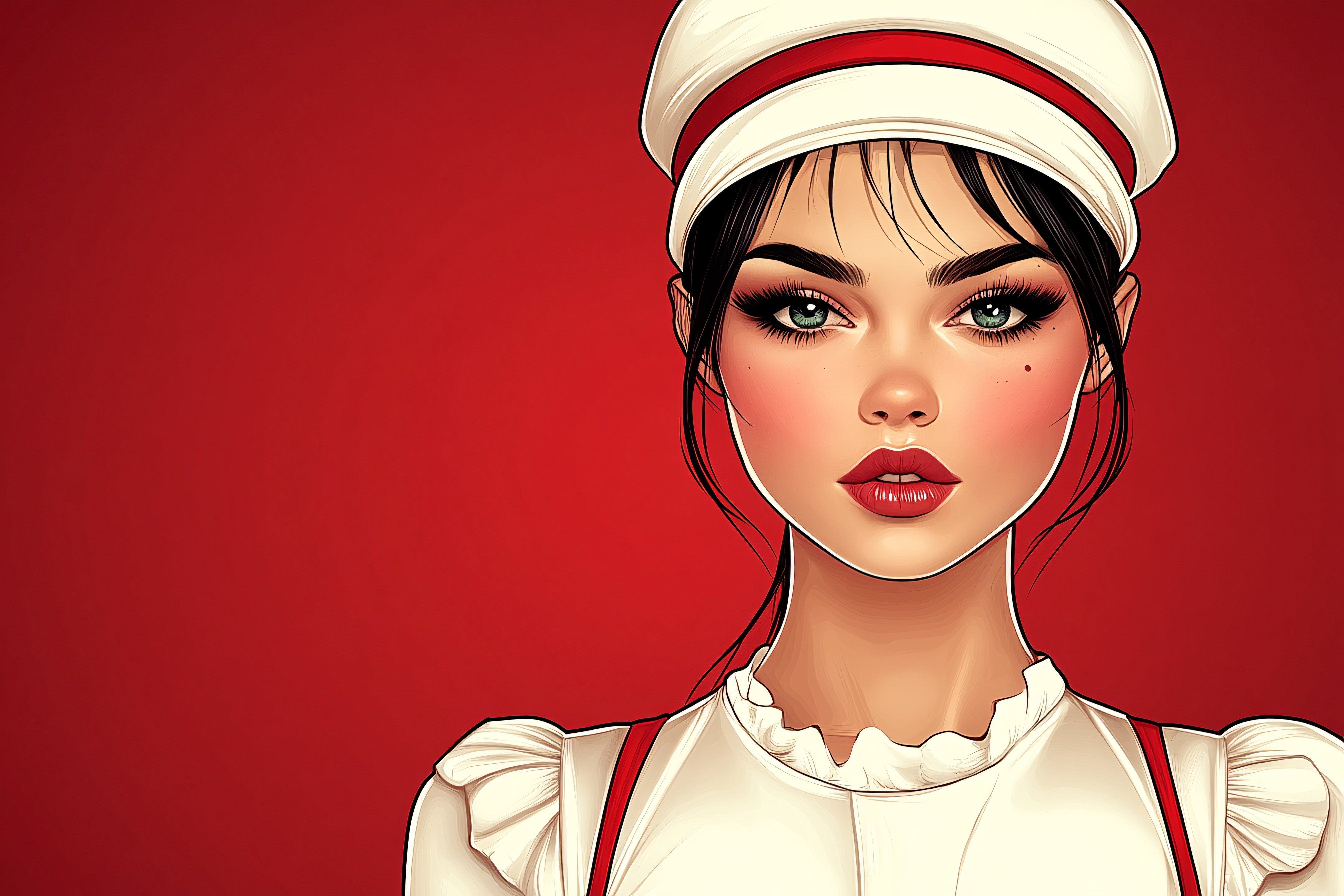 Cartoon Woman With White Hat